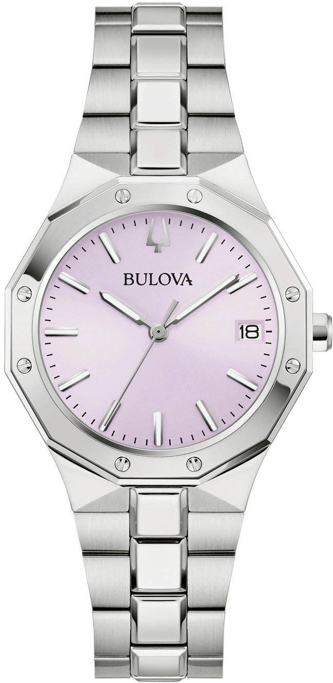 Bulova Quarzuhr Armbanduhr, Damenuhr, Edelstahlarmband, Analog, Tag