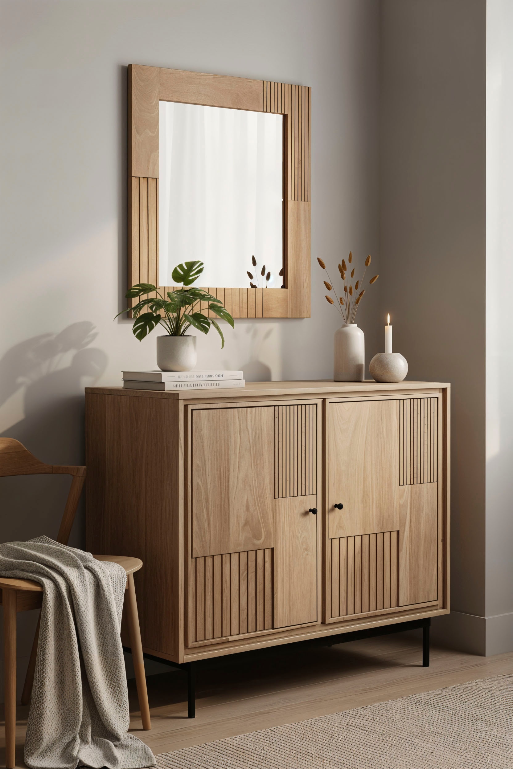 SIT Kommode »Schrank Retro – Lamellen‑Front & kunstvolle Schnitzereien, massiv« 1 Stk. tlg.