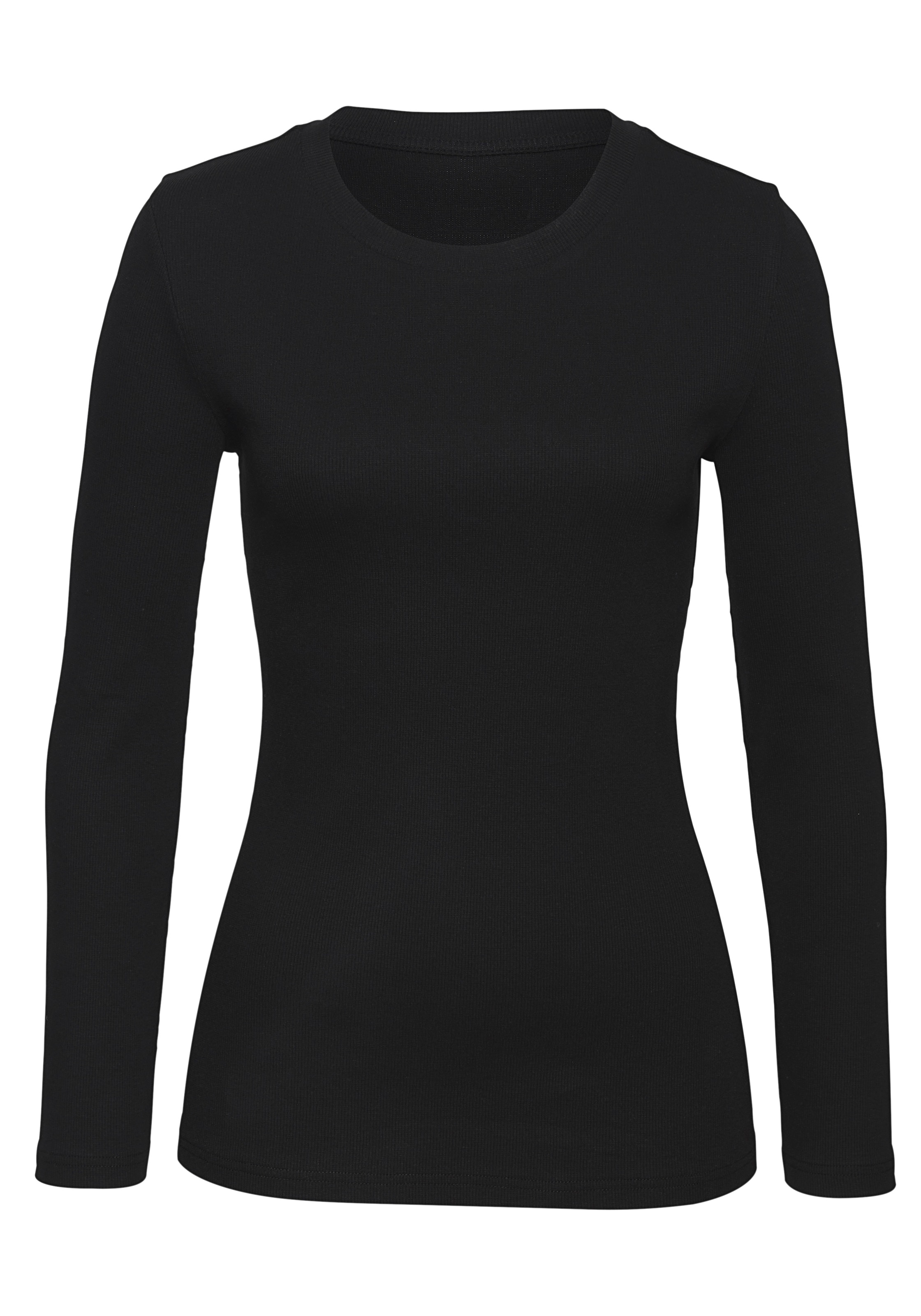 Vivance Langarmshirt »aus modischer Rippware«, (2er-Pack), aus weichem Baumwoll-Stretch