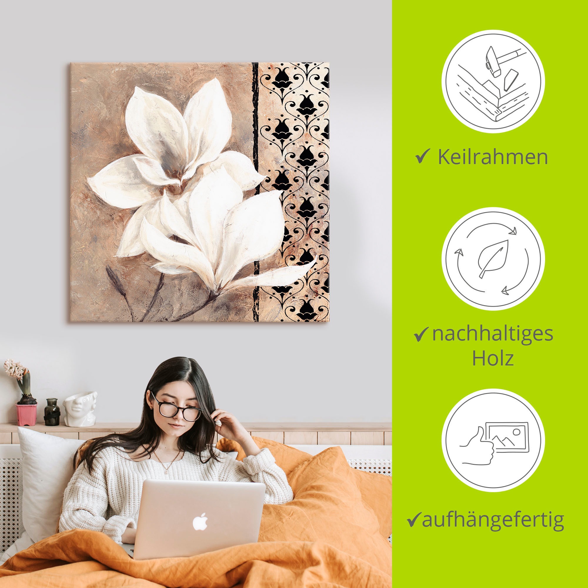 Artland Wandbild »Klassische Magnolien«, Blumenbilder, (1 St.), als Leinwandbild in verschied. Größen