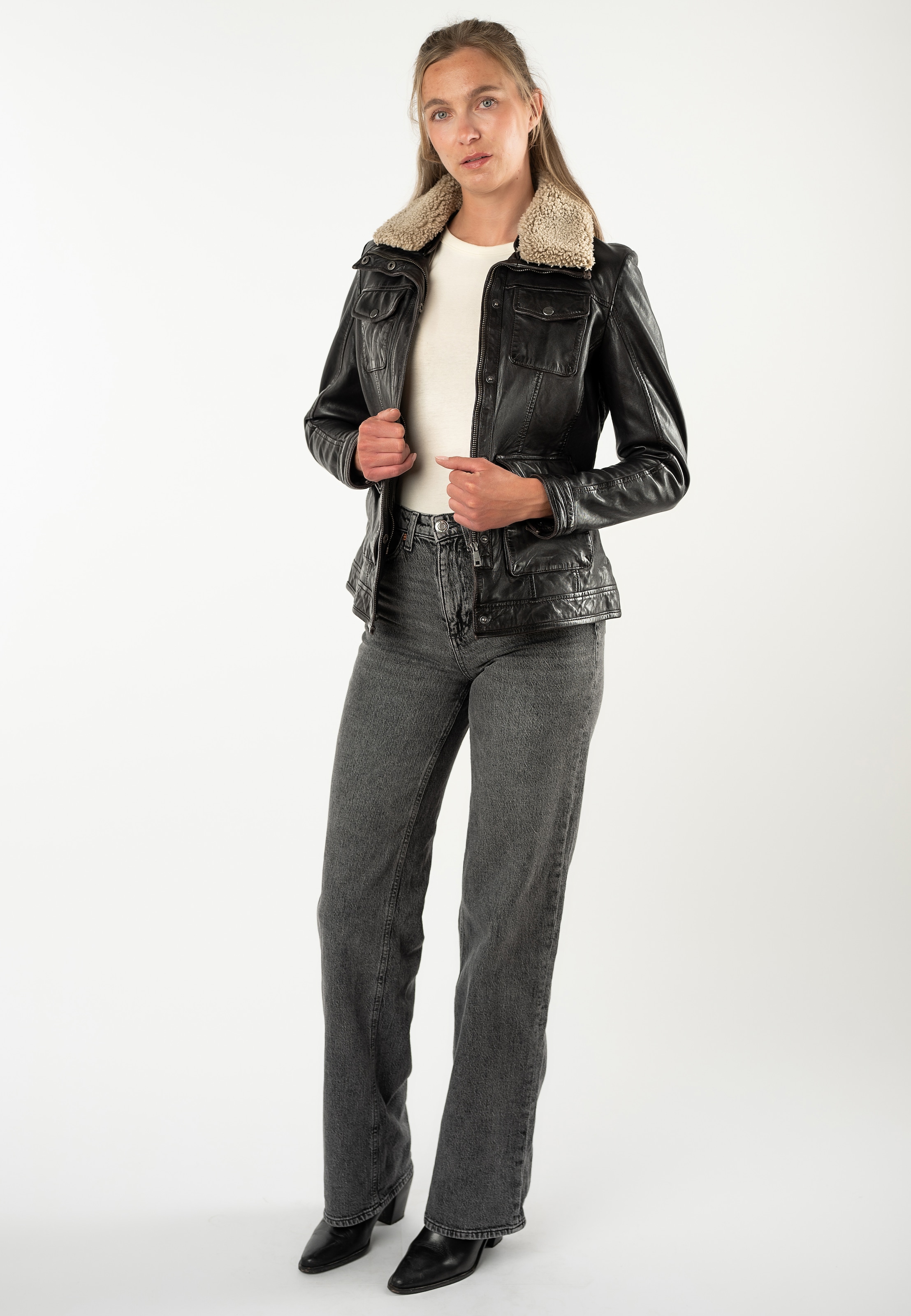 Mauritius Lederjacke »MWBriselle« mit Teddyfell-Kragen