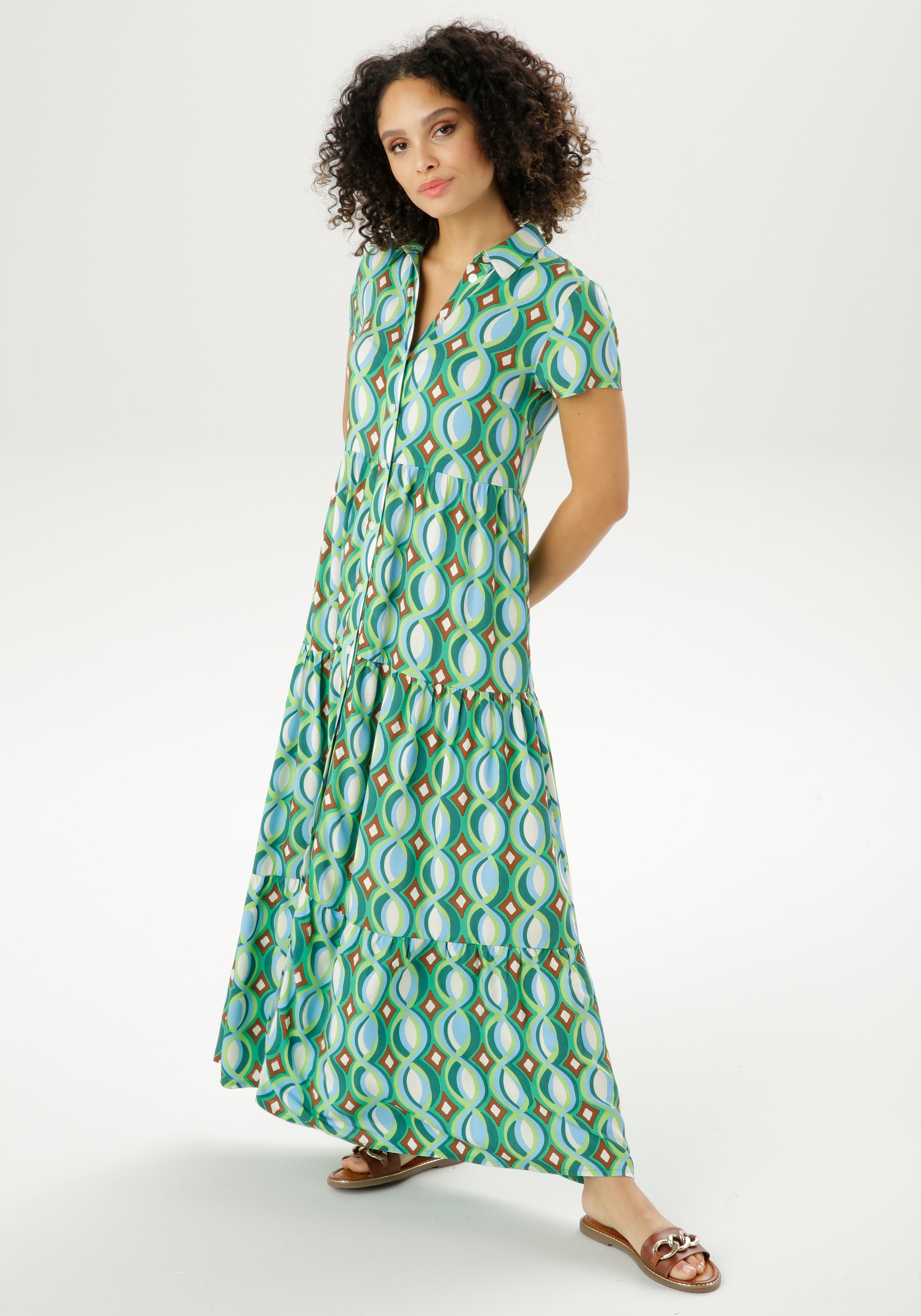 Aniston CASUAL Maxikleid, im farbharmonischem Retro-Druck - NEUE KOLLEKTION kaufen