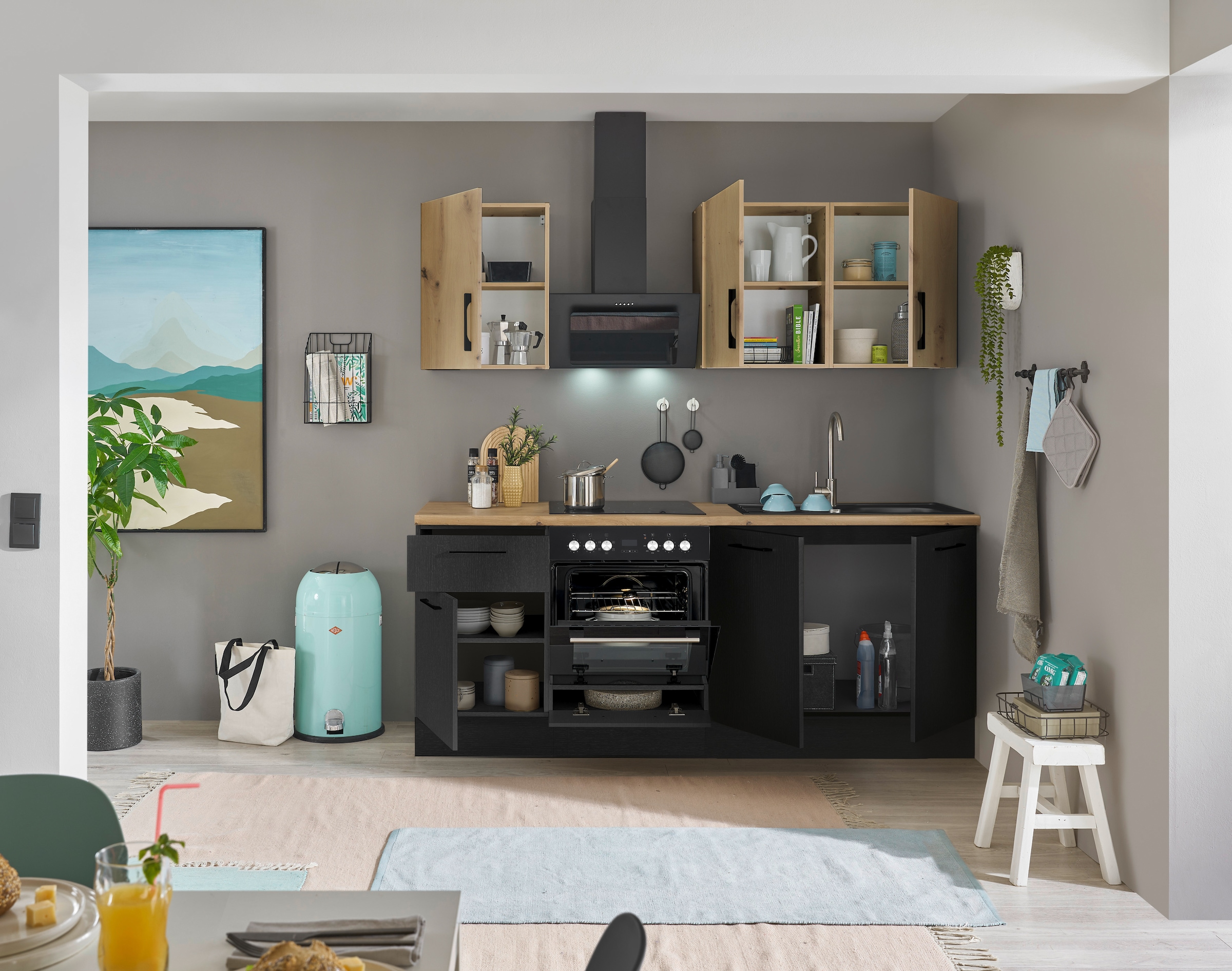BASIC by Balculina Küchenzeile »Turin«, Breite 210 cm, wahlweise mit E-Geräten
