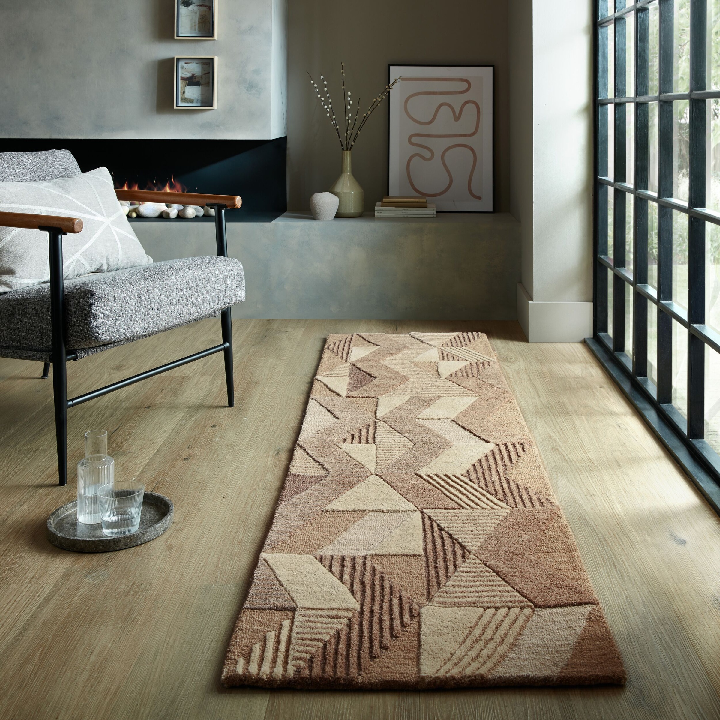 FLAIR RUGS Wollteppich »Asher«, rechteckig, 10 mm Höhe, Geometrischer moderner Wollteppich