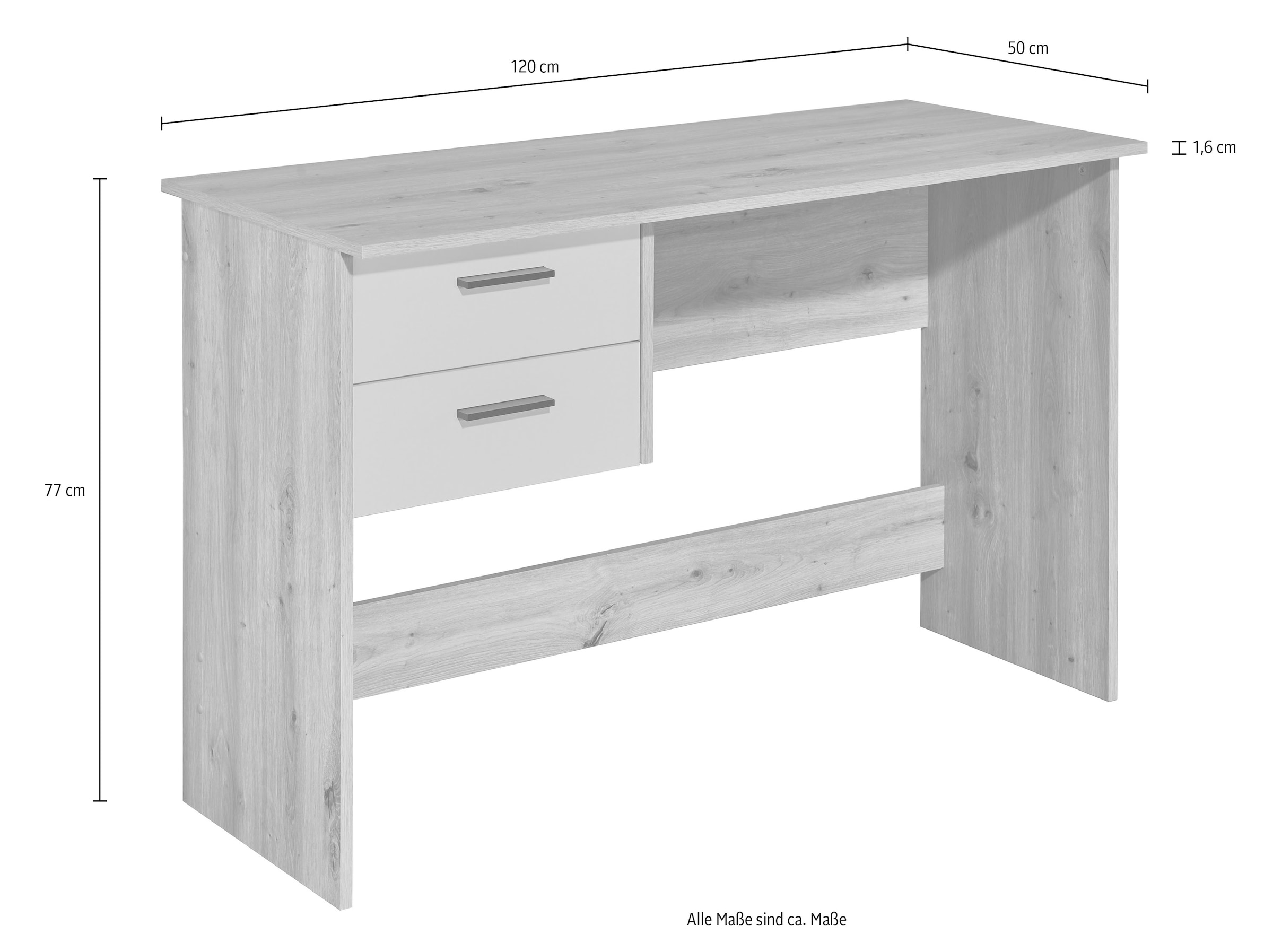 BEGA OFFICE Schreibtisch »BxHxT 120x77x50 cm« 1 Stk. tlg. Breite 120cm, Vollauszug für Schubkästen