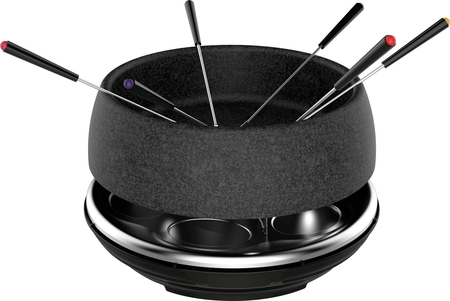 Tefal Raclette und Fondue-Set »Cheese 'n Co, 6 Raclettepfännchen, 850 W, für 6 Personen,« 6 Stk. Raclettepfännchen 850 W spülmaschinengeeignet, mit Rezeptbuch, Stein-Optik, RE12C8