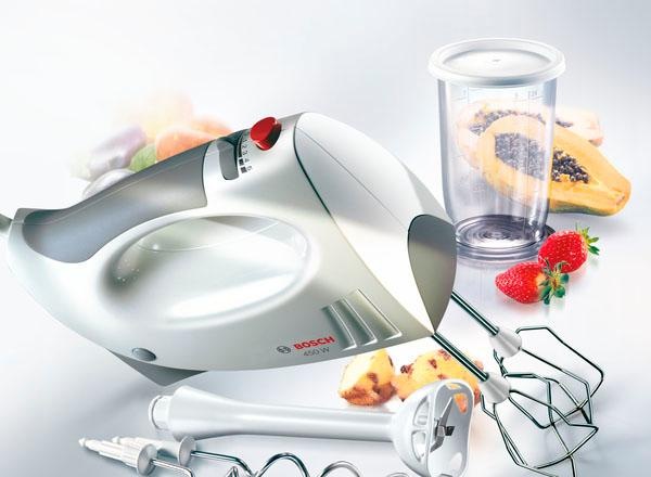 BOSCH Handmixer »CleverMixx MFQ3540 Edelst. Rührbesen/Knethaken, Mixfuß, weiß/grau«, 450 W, Becher, 5 Stufen, Turbotaste, Auswurftaste, Made in Europe