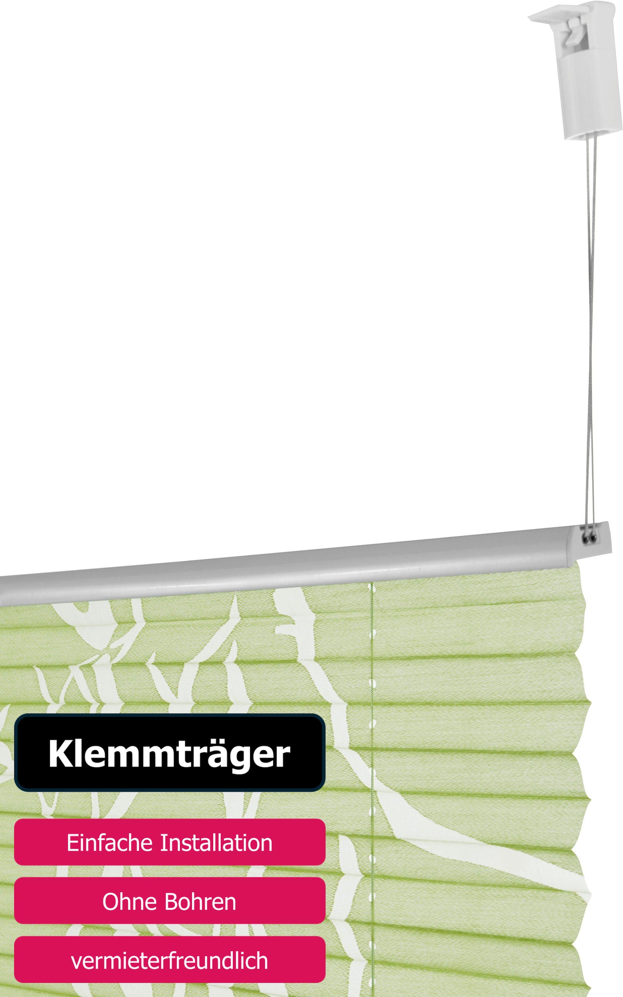 my home Plissee »ANNA«, Lichtschutz, ohne Bohren, verspannt, Ästemotiv, Klemmträger