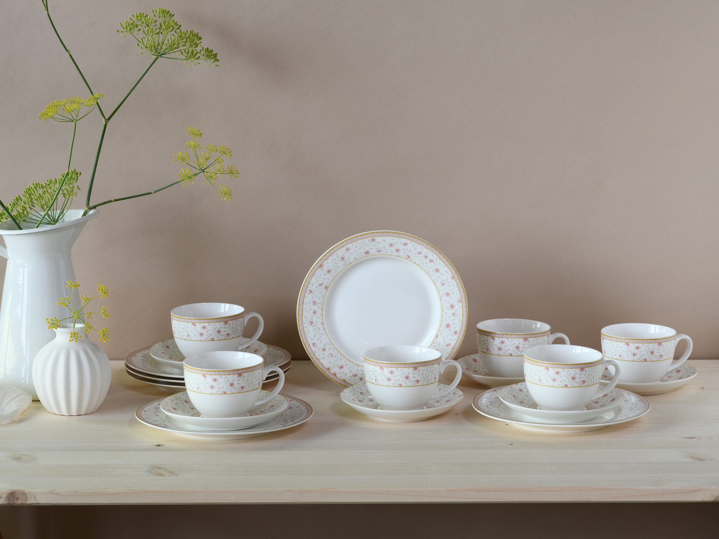 CreaTable Kaffeeservice »Emilia-Romagna, Kaffee-Service 18-tlg«, (Set, 18 tlg.), Blumendekor