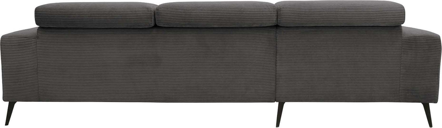 DOMO collection Ecksofa »Trento L-Form, mit Kufenfuß oder Einzelfuß«, wahlweise mit Kopfteilverstellung, Recamiere links/rechts bestellbar