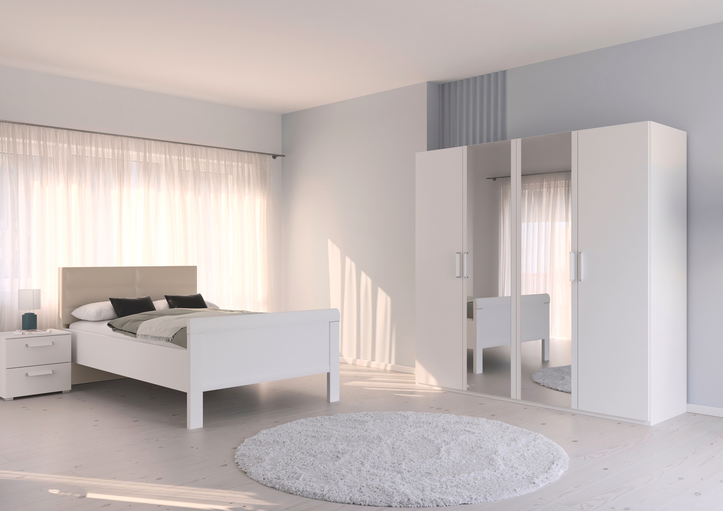 rauch Schlafzimmer-Set »Komplettschlafzimmer Schlafzimmer EVELYN«, (Set, 3 tlg.), Schrank und Bett in 2 Breiten, Nachttisch 2 Schubladen MADE IN GERMANY