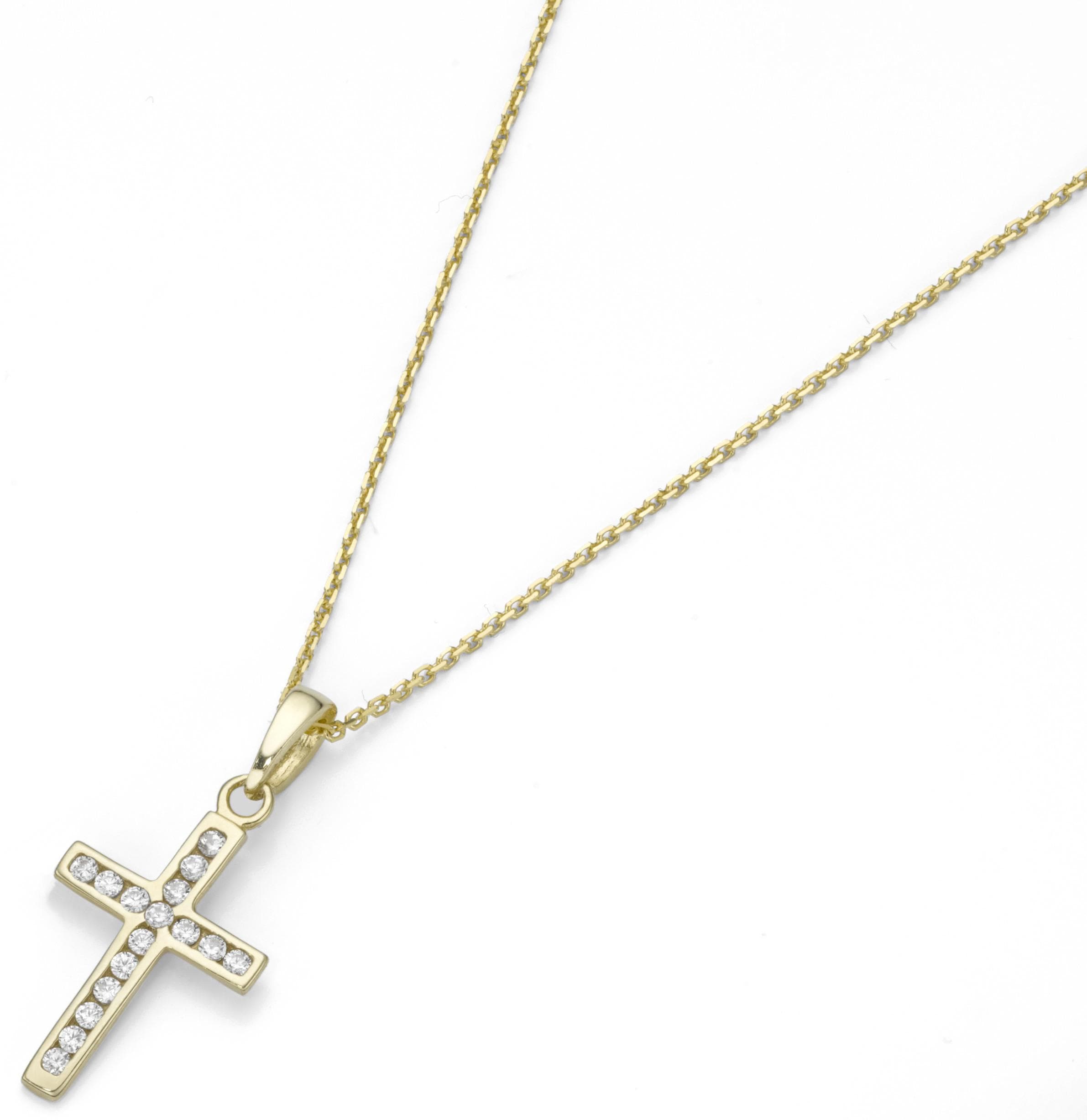 Anhänger im Firetti bestellen zart«, Kreuz, mit Kette mit Online-Shop Zirkonia »Schmuck Geschenk,