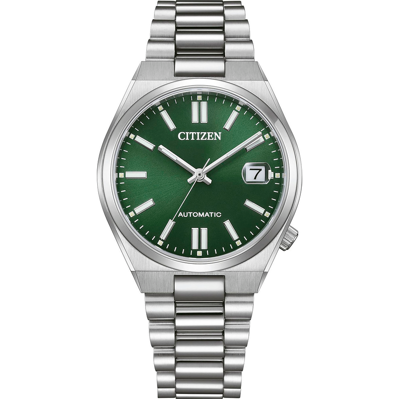 CITIZEN Automatikuhr »TSUYOSA 37 mm« Armbanduhr, Damenuhr, Mechanische Uhr, Edelstahlarmband, analog, Tag silberfarben-dunkelgrün Klassische...