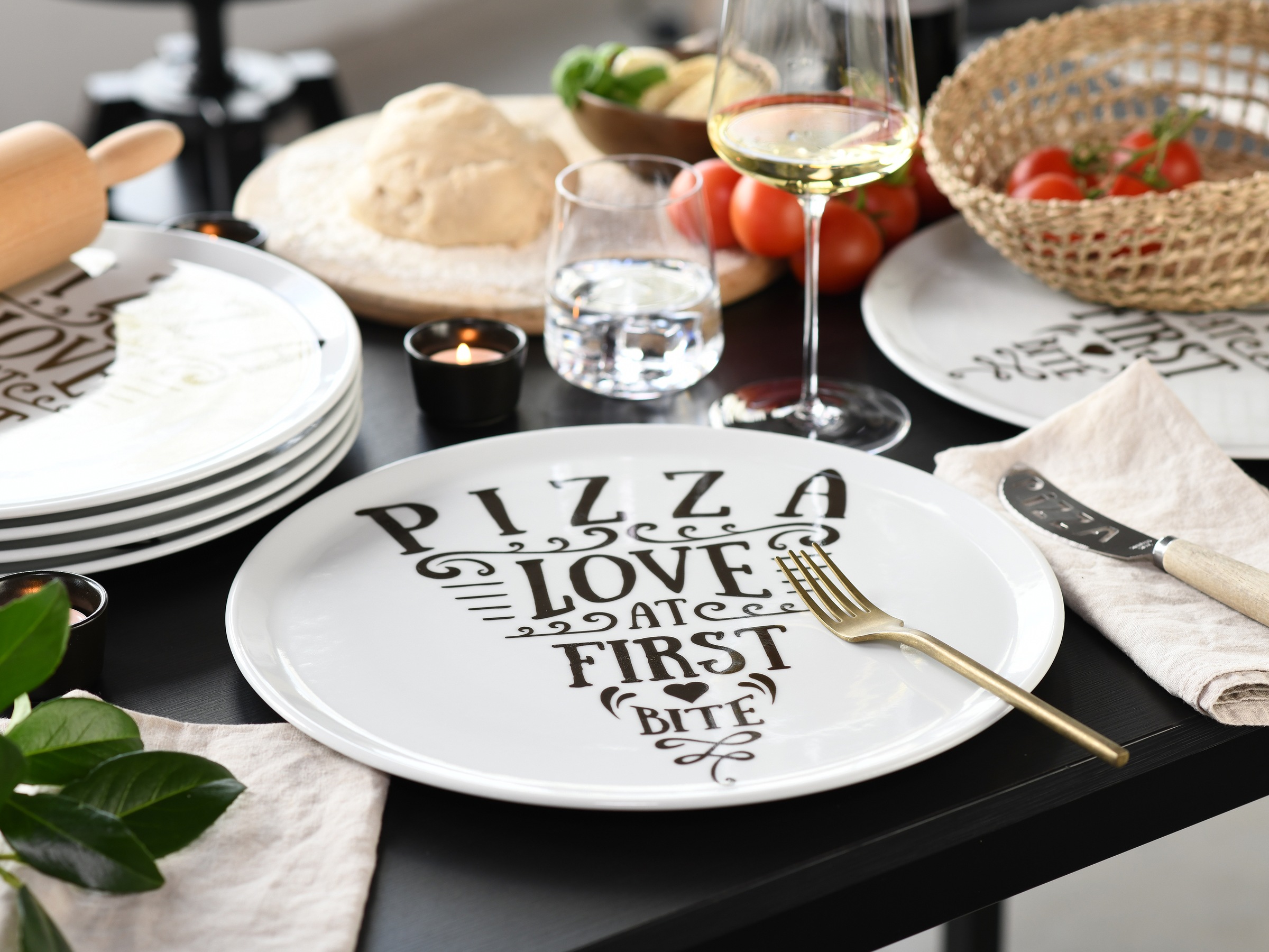 CreaTable Pizzateller »Europa In Love, Pizzateller 33 cm 6-tlg«, (Set, 6 St.), Europäische Qualität