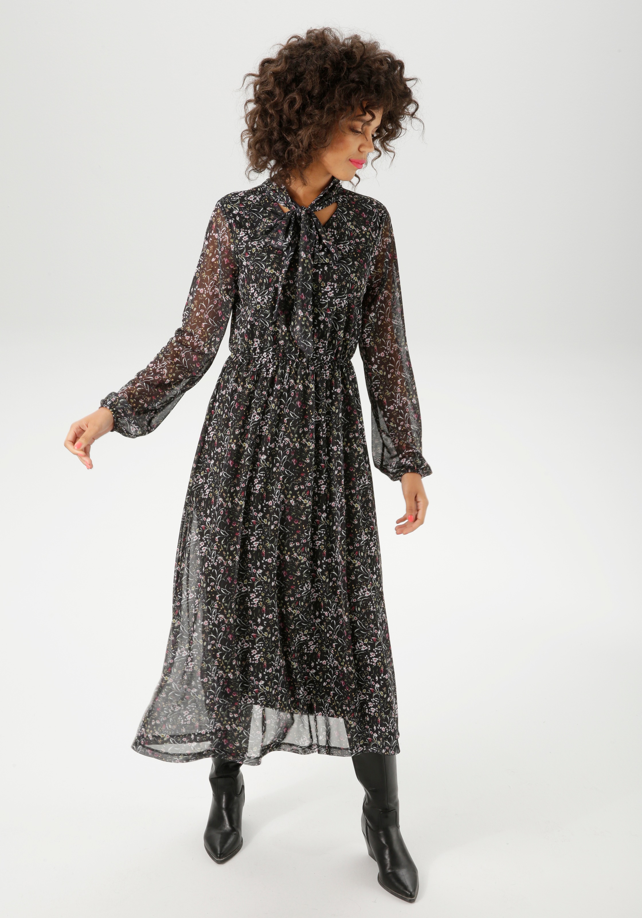 Aniston CASUAL Blusenkleid, mit farbenfrohen Blümchen bedruckt - NEUE KOLLEKTION