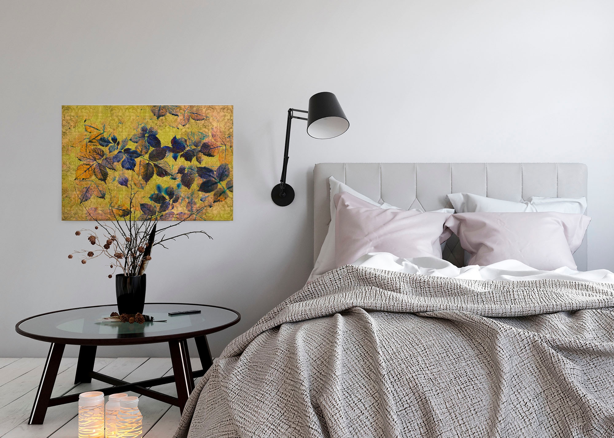 A.S. Création Leinwandbild »indian summer«, Kunst-Blumen-Kinder, (1 St.), Keilrahmen Bild Blätter Natur Floral Leinwand-Bild Wohnzimmer modern