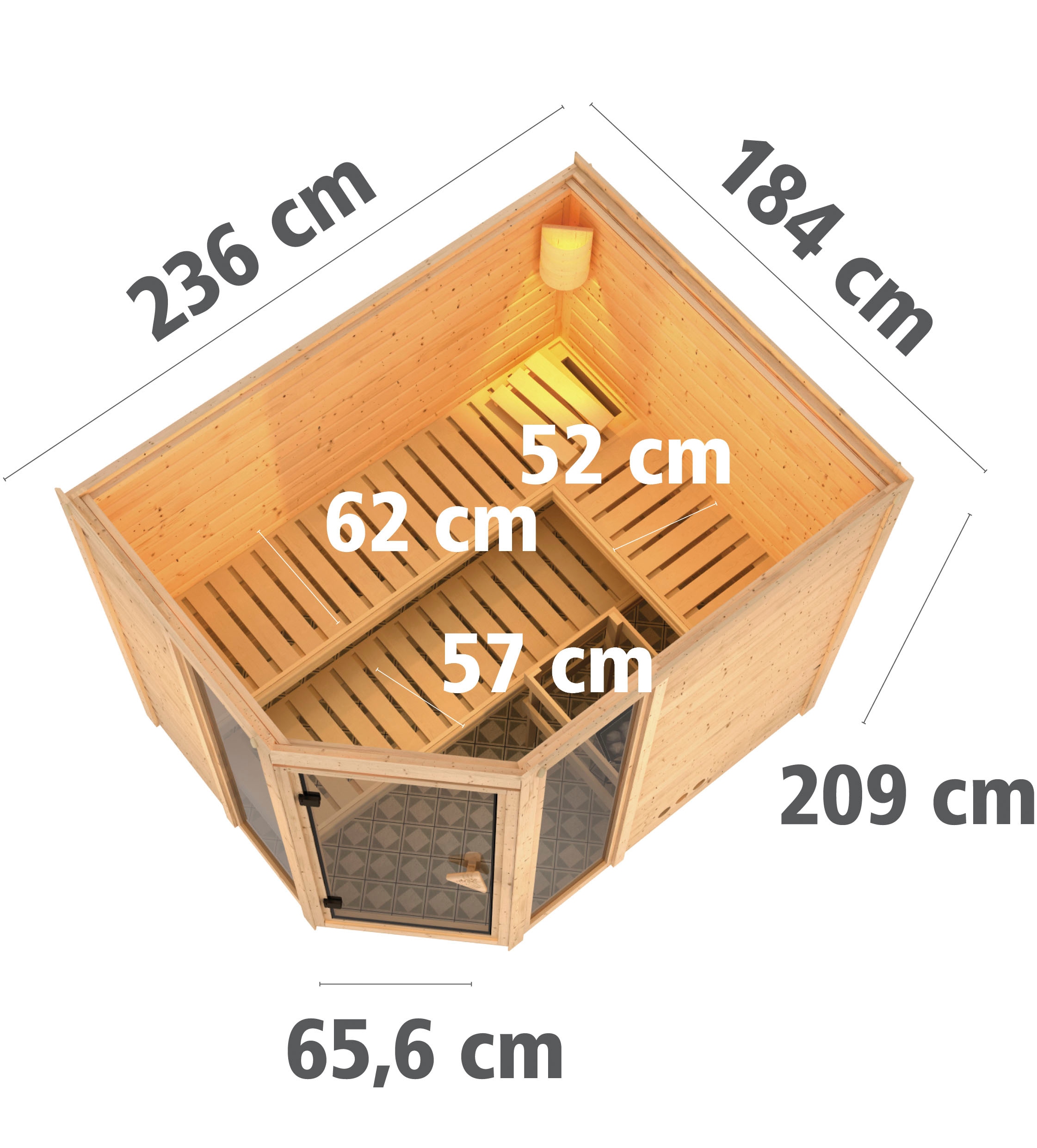 Karibu Sauna »Sina 3« Set,  9-kW-Ofen mit externer Steuerung