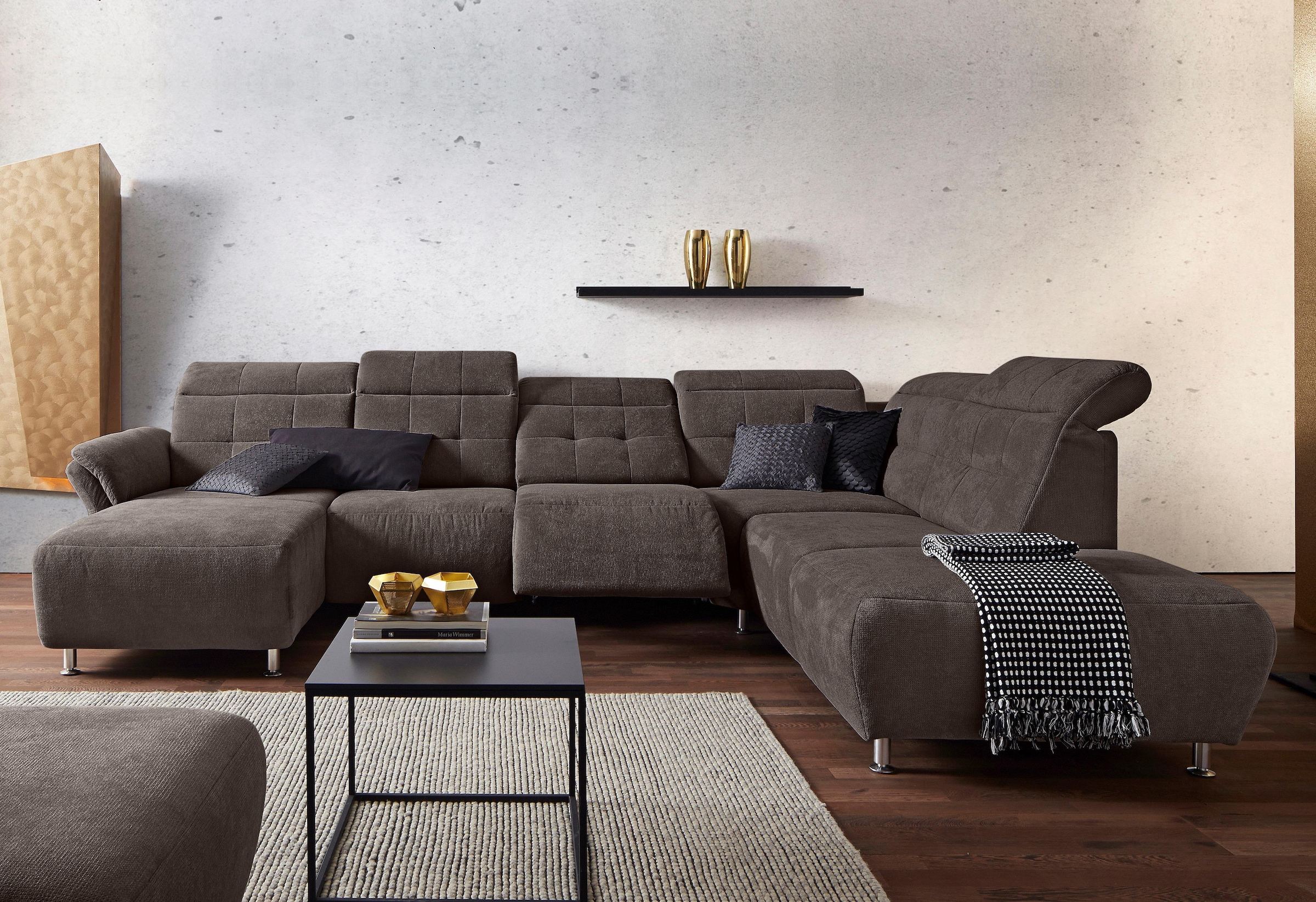 PLACES OF STYLE Wohnlandschaft »Manhattan U-Form« 2 Sitze mit elektrischer günstig online kaufen