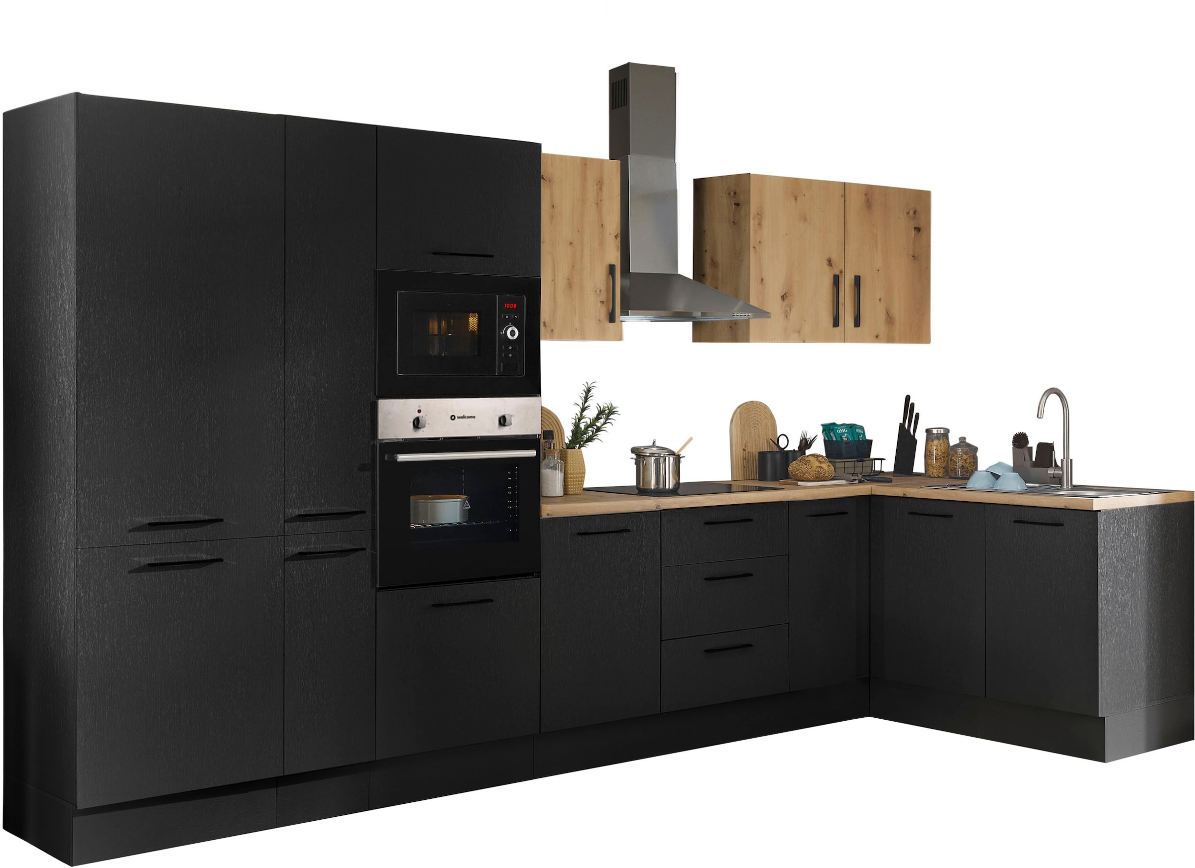 BASIC by Balculina Winkelküche »Turin«, Stellbreite 360x175 cm, wahlweise mit E-Geräten