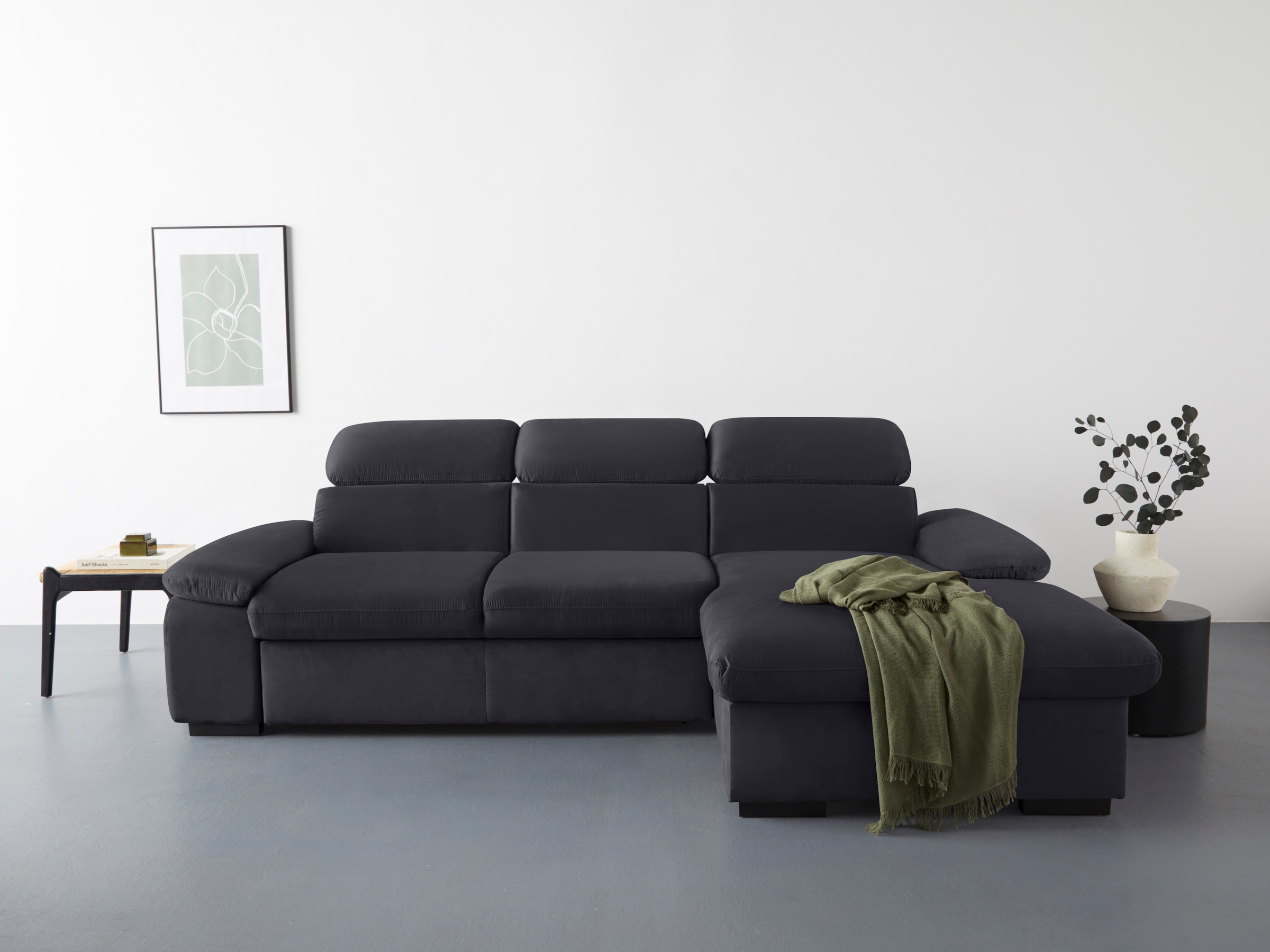 COTTA Ecksofa »Lola L-Form mit Kopfteilfunktion & Hocker« wahlweise mit Bet günstig online kaufen