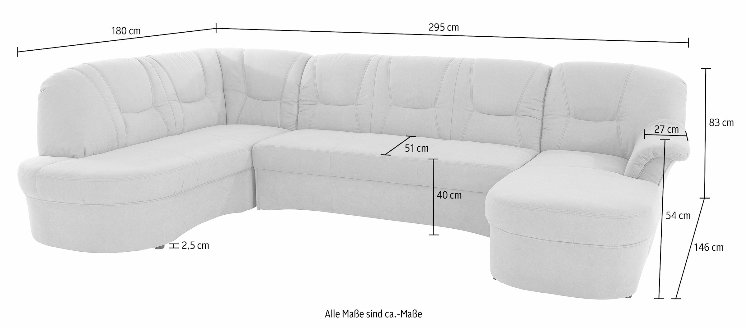 DOMO collection Wohnlandschaft »Sarafina, zeitlos und komfortabel, optional mit Federkern, U-Form«, wahlweise mit Bettfunktion