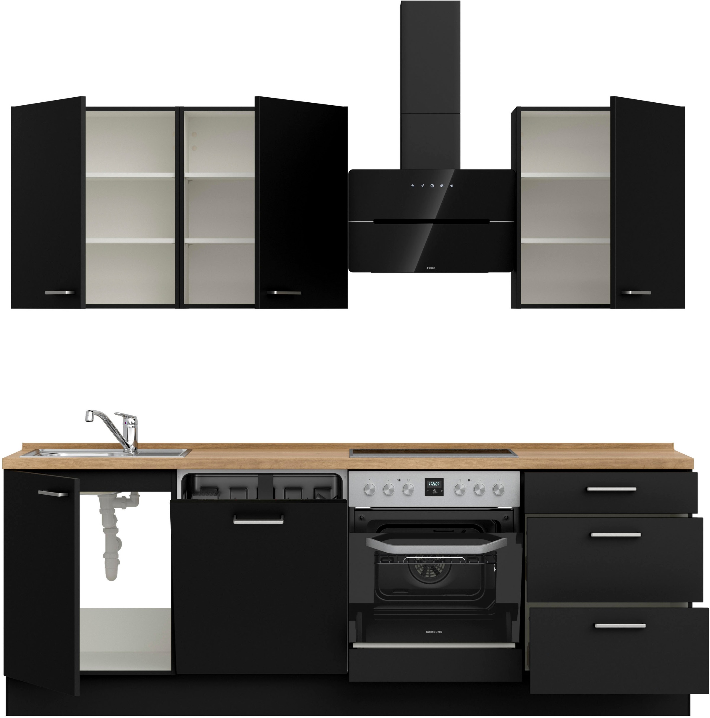 nobilia® Küchenzeile »"Touch II"«, vormontiert, Ausrichtung wählbar, Breite 240 cm, wahlw. mit E-Geräten