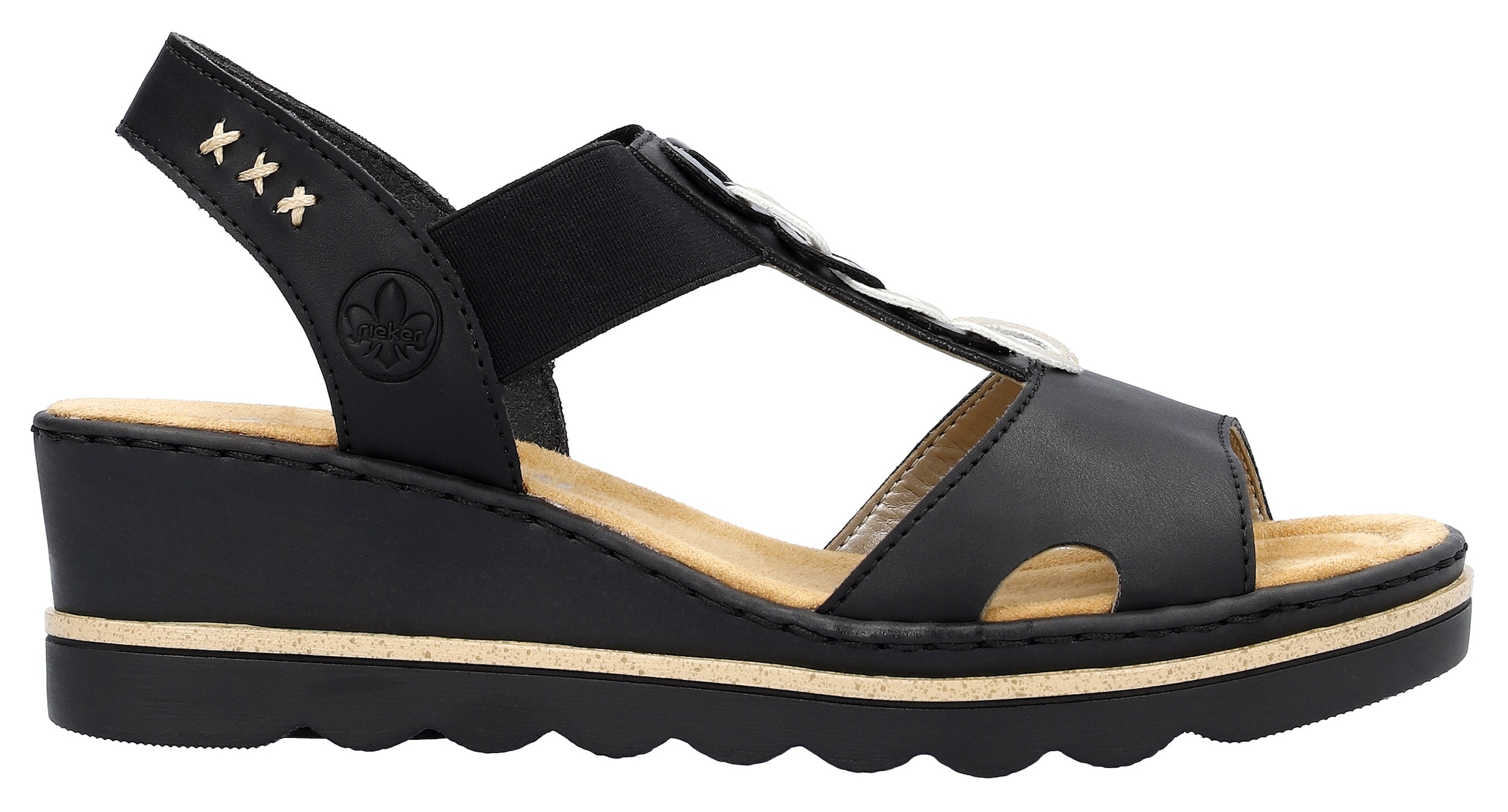 Rieker Keilsandalette  , Sommerschuh, Sandale, Keilabsatz, mit Gummizug für perfekten Sitz