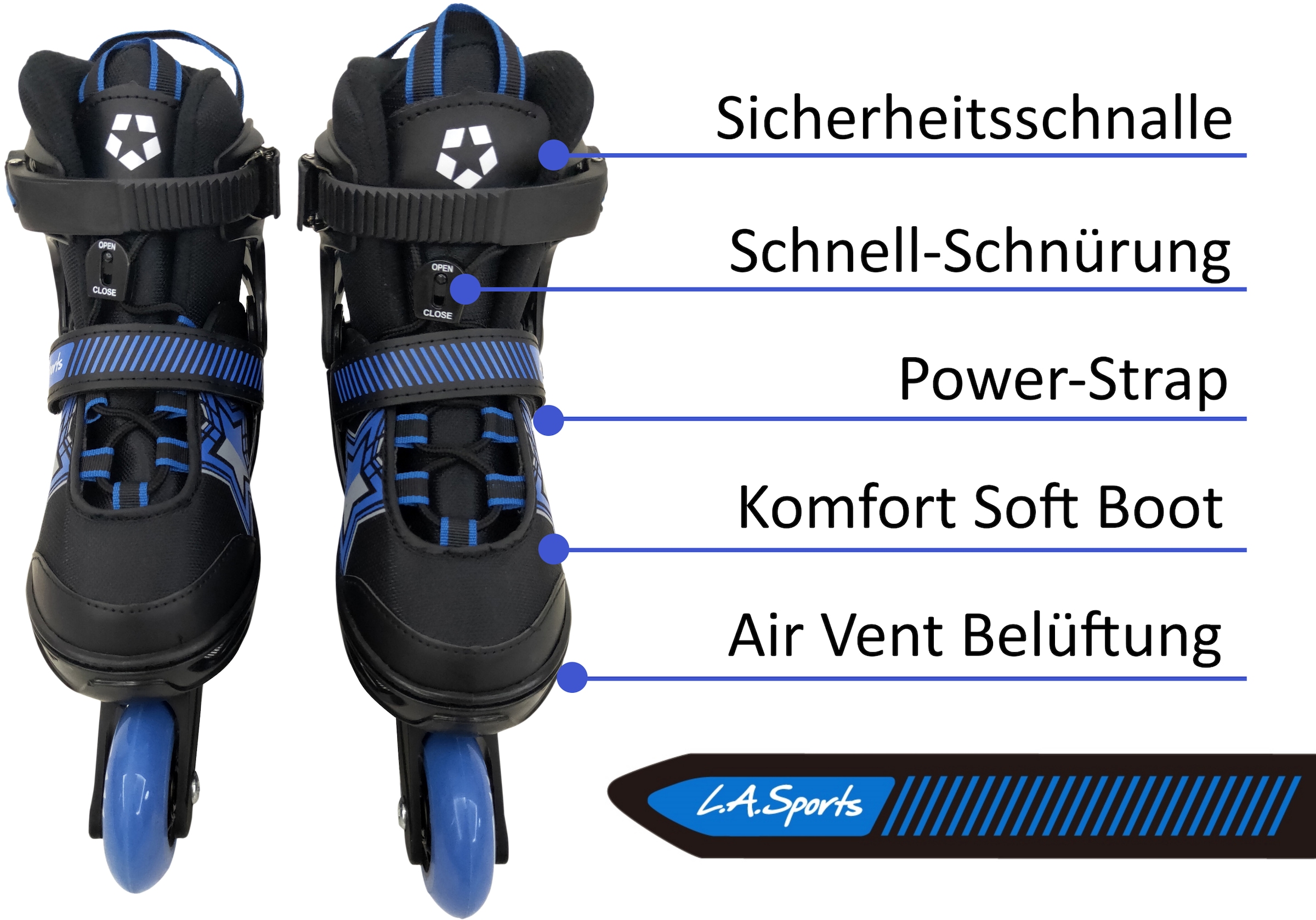 L.A. Sports Inlineskates »Inliner Skate Softboot Kinder Jugendliche Größenverstellung«