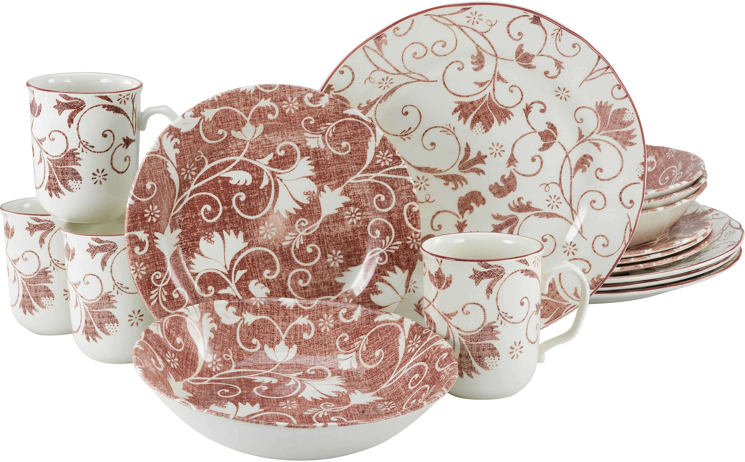 CreaTable Kombiservice »Geschirr-Set Damask«, (Set, 16 tlg., Kaffeeservice günstig online kaufen