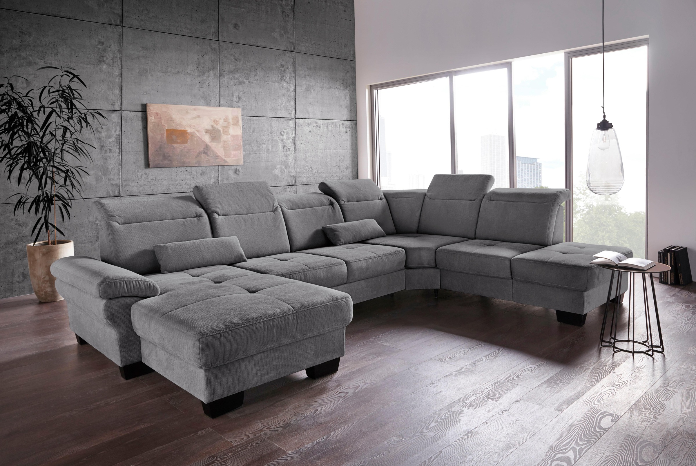 Places of Style Wohnlandschaft »Cornwall U-Form«, inkl. Sitztiefenverstellung, wahlweise mit Bettfunktion