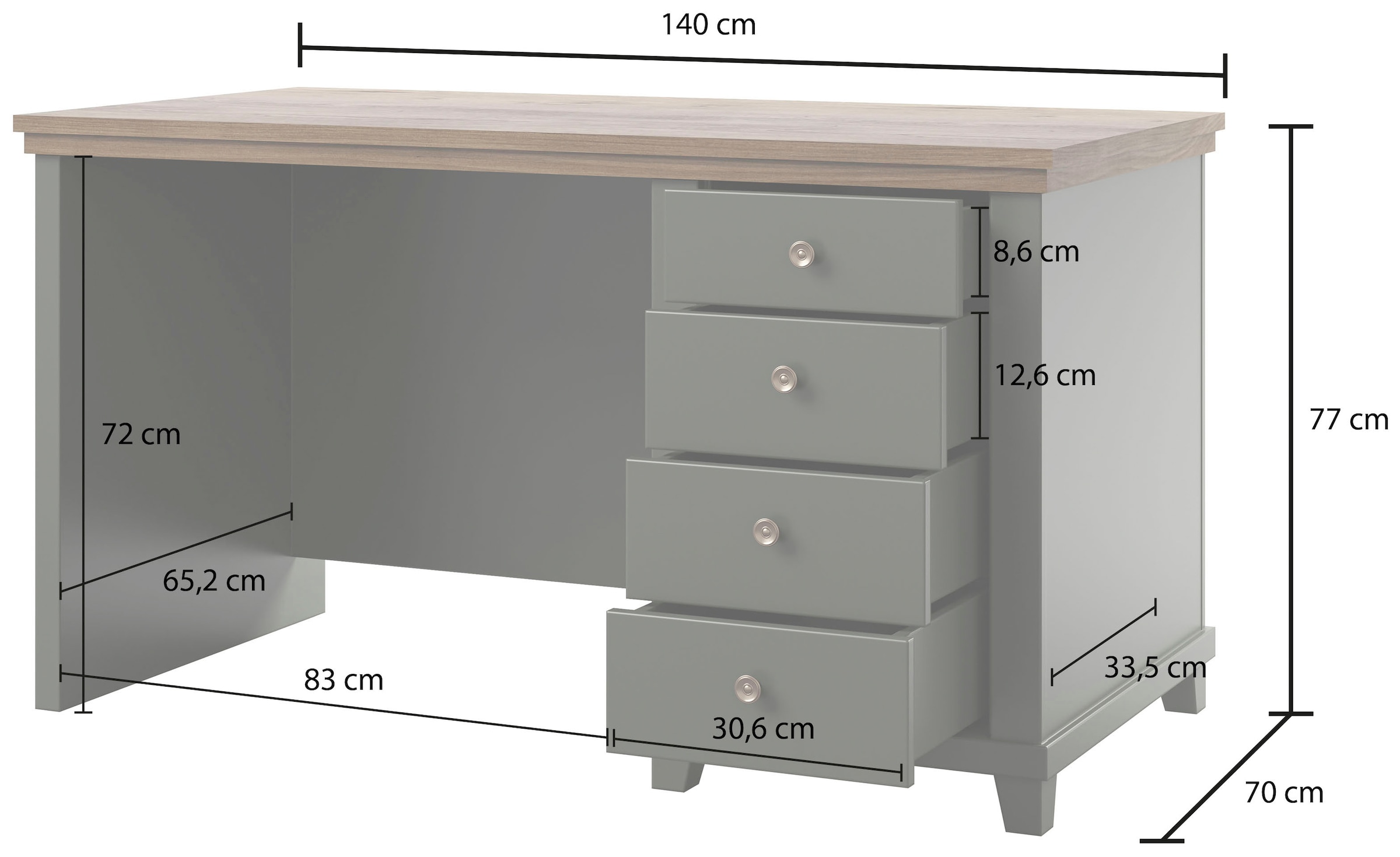 Helvetia Schreibtisch »Evora Schreibtisch« Schreibtisch in moderner Landhaus Stil