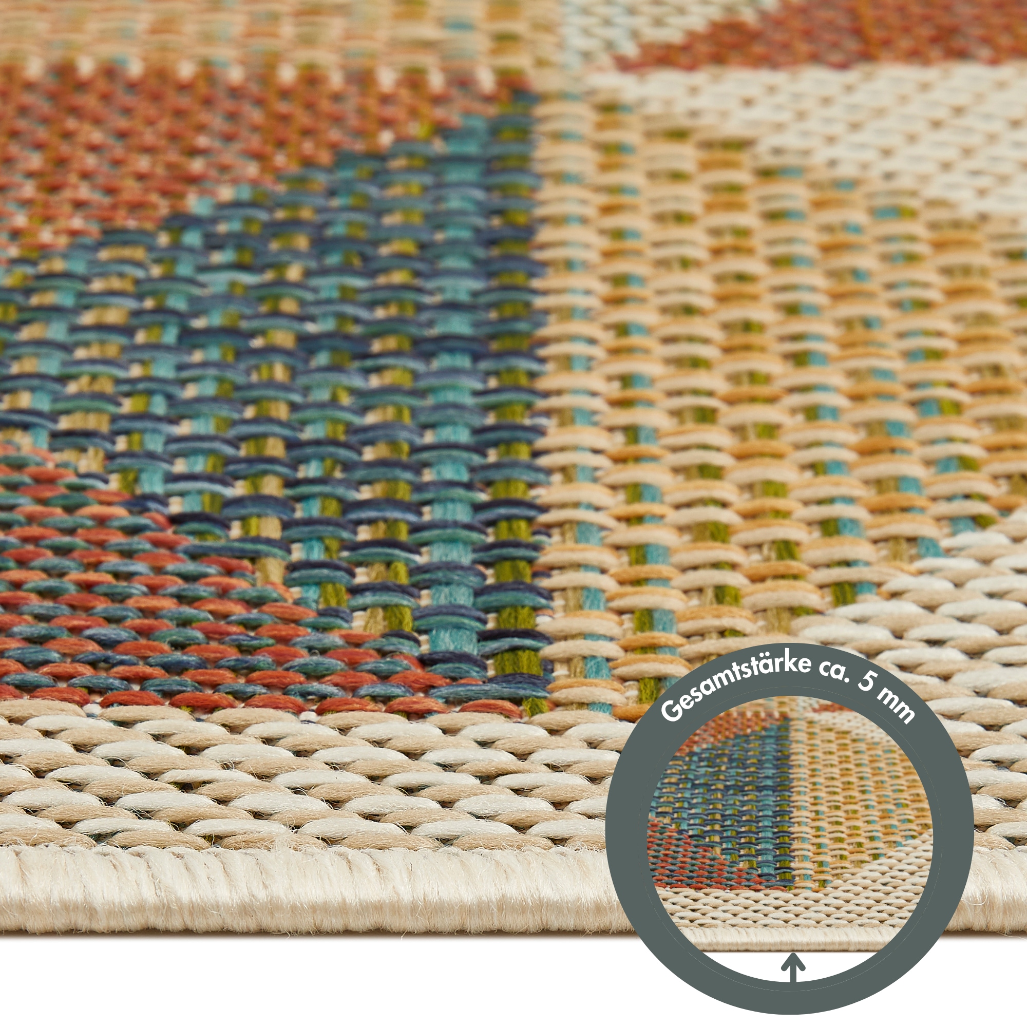 Andiamo Teppich »Sedona Dreieck« rechteckig 6 mm Höhe Flachgewebe, modernes Design, In- und Outdoor geeignet