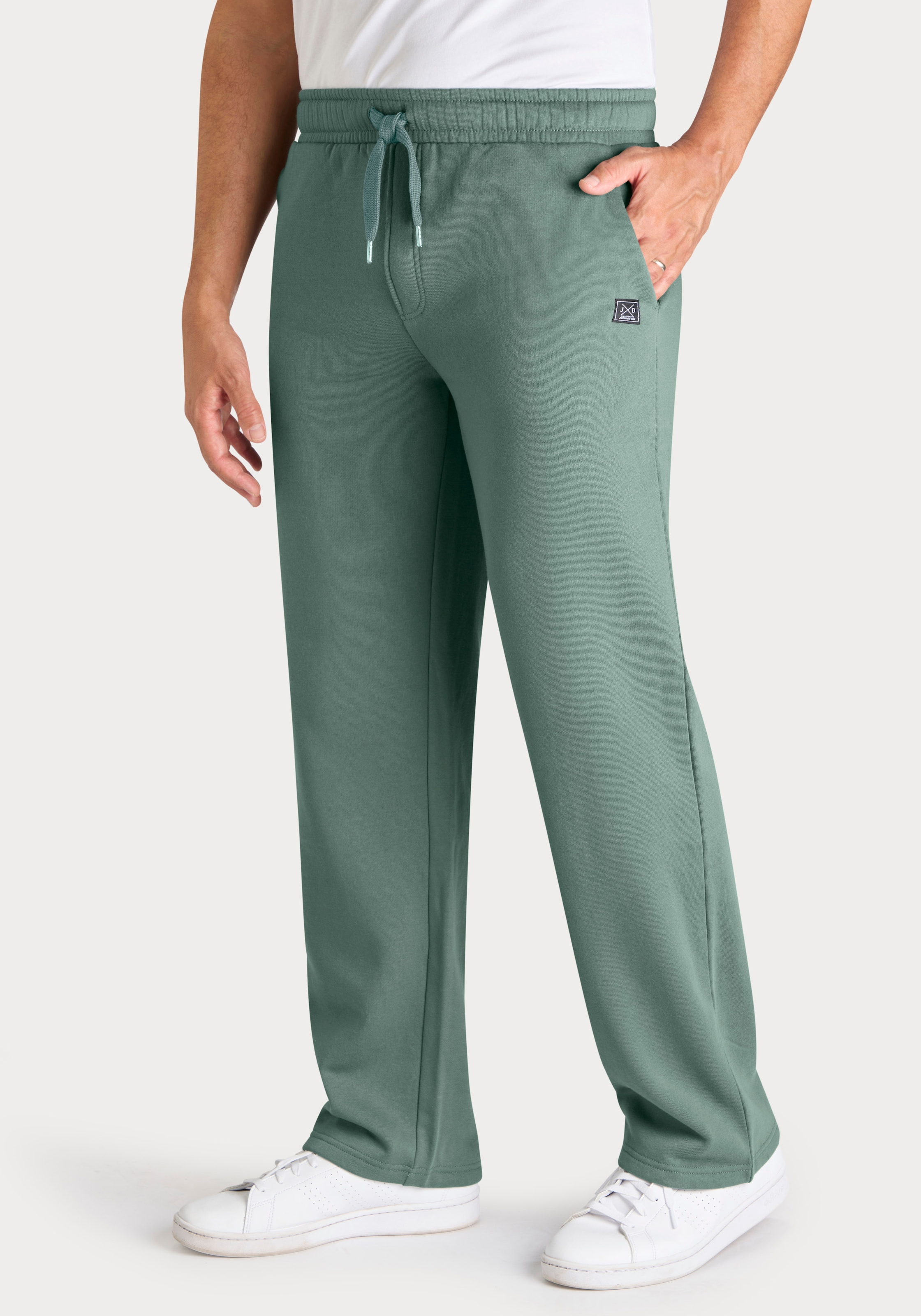 John Devin Sweathose »- Jogginghose aus innen angerauter Sweatware«  mit breiter Kordel und seitlichen Taschen