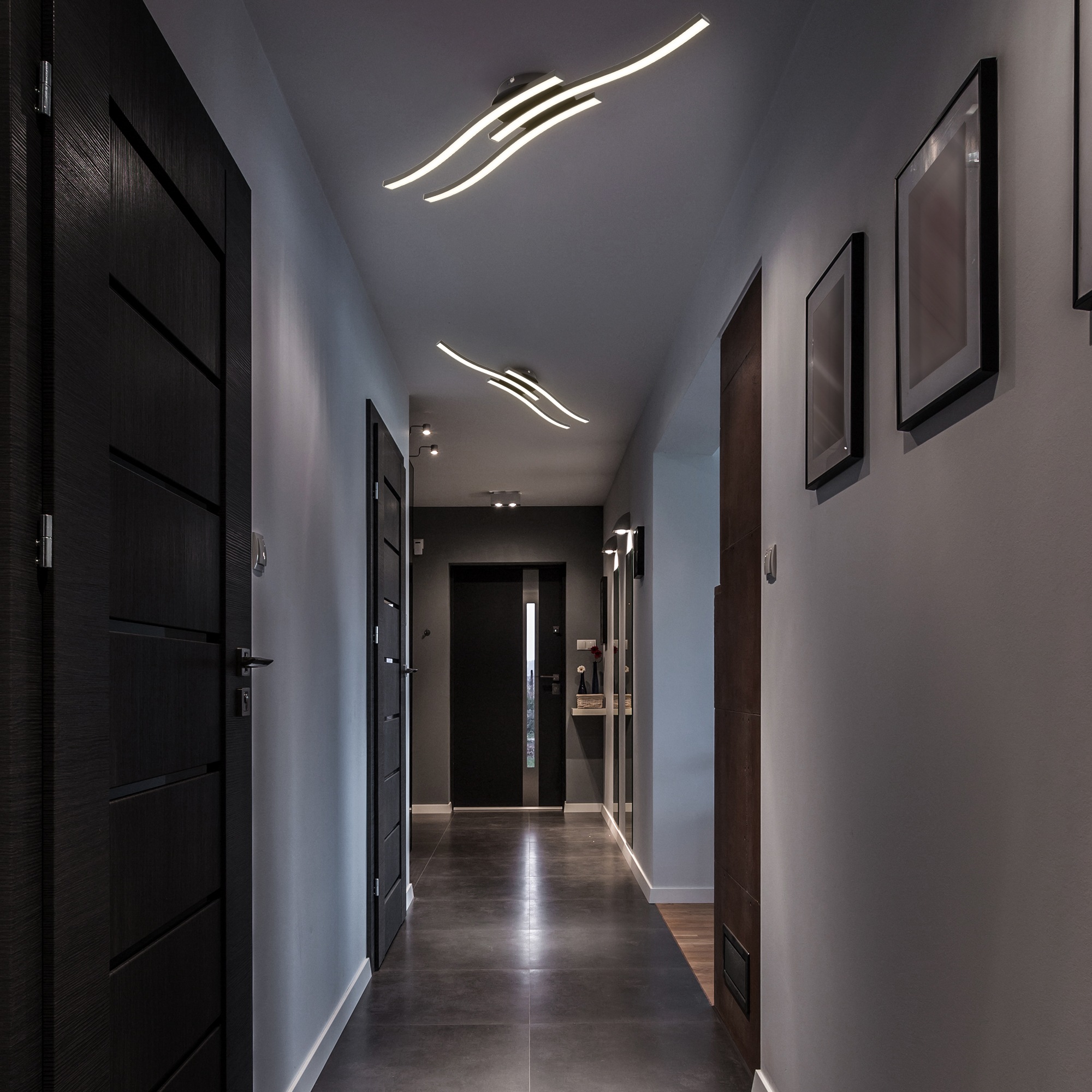 B.K.Licht LED Deckenleuchte »BK_DL1432 LED Deckenlampe, 3.000K Warmweiß, 3x 6 Watt, 3x 480 Lumen«, 3 flammig, Leuchtmittel LED-Modul | LED fest integriert, Geschwungende Deckenlampe, Länge: 56,5 cm, Schwarz