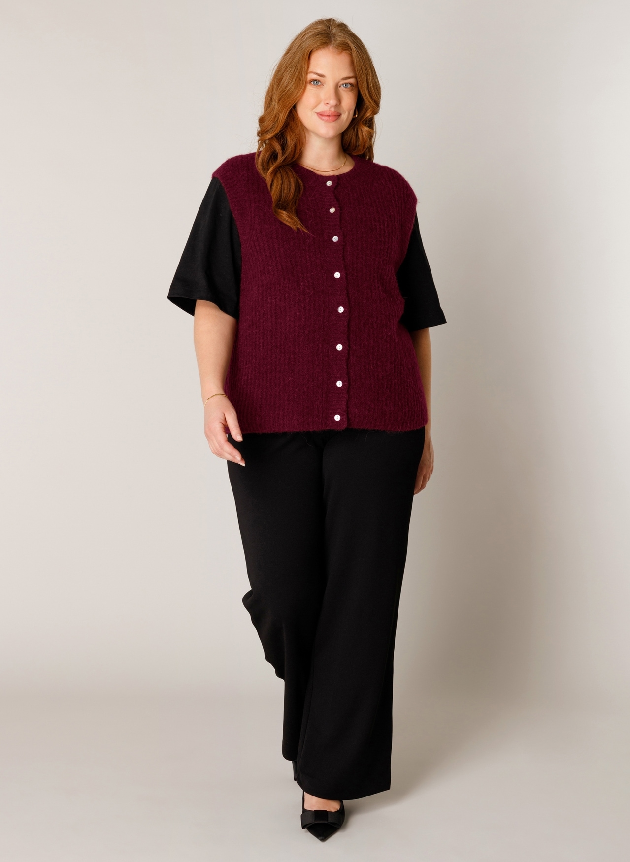 Base Level Curvy Strickweste »Nelly« Ärmellos - mit Knopfleiste / Große Größen