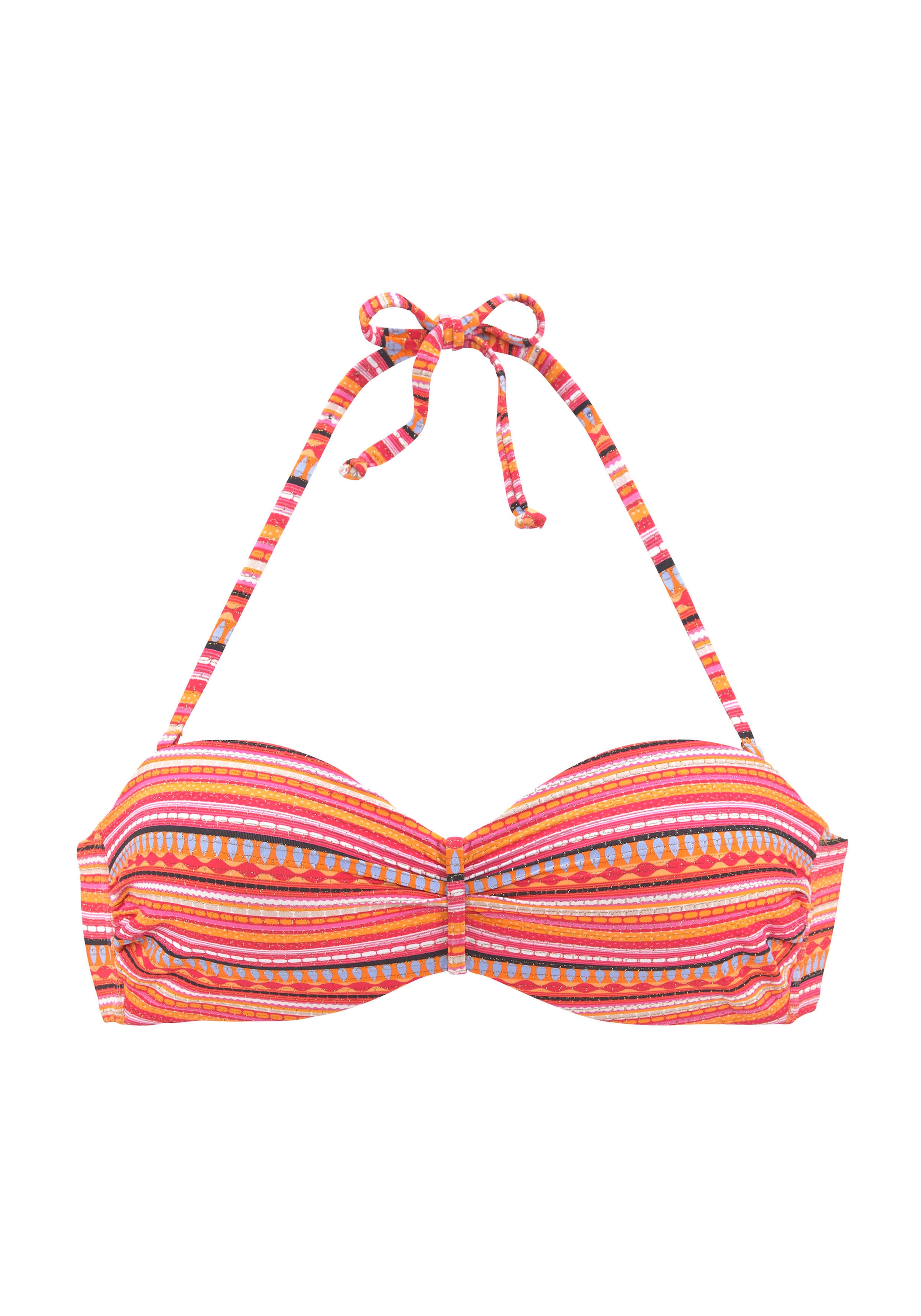 LASCANA Bügel-Bandeau-Bikini, mit goldfarbenen Glitzerstreifen