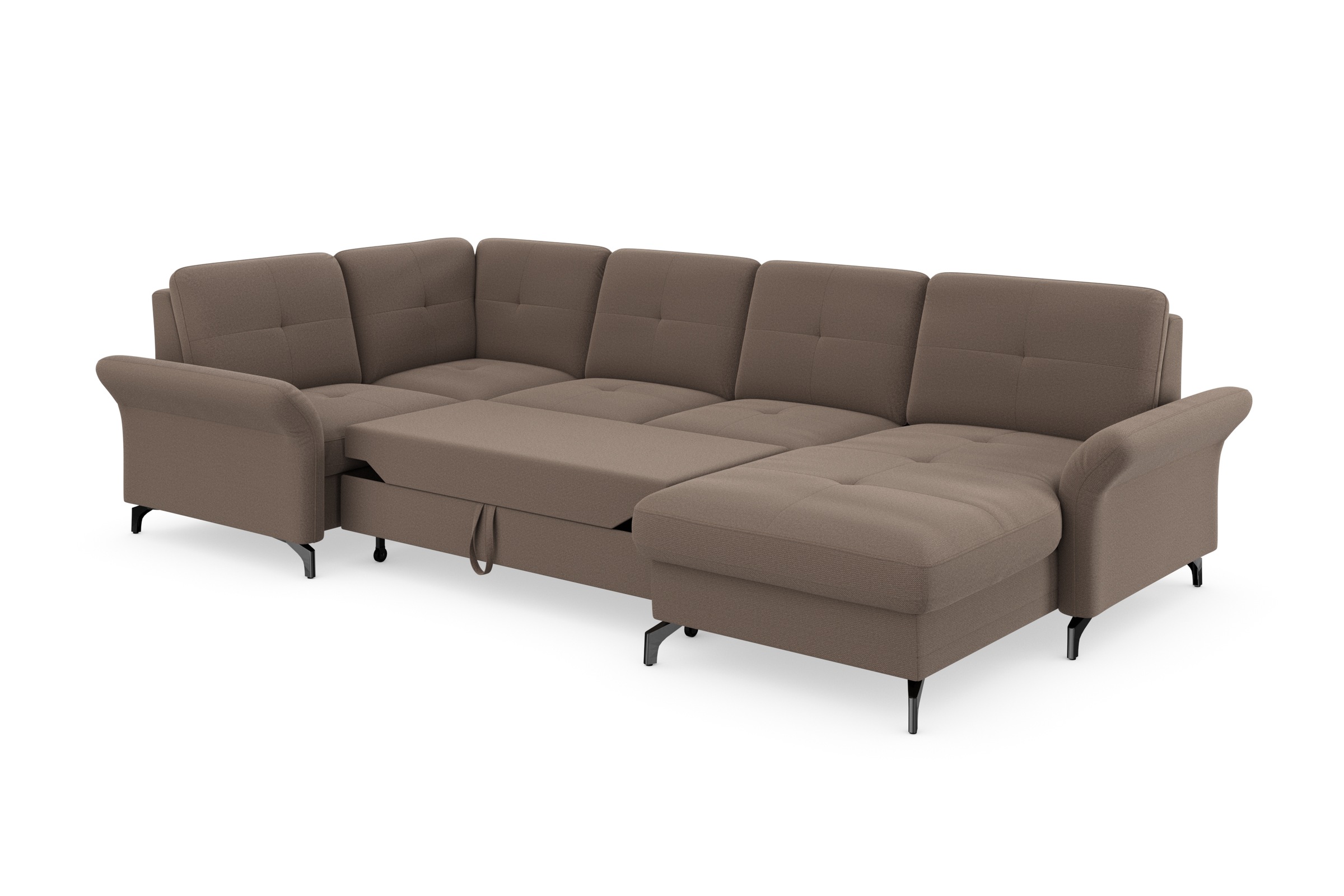 Places of Style Wohnlandschaft »Calando U-Form«, wahlweise mit Bettfunktion, Bettkasten und Armteilfunktion
