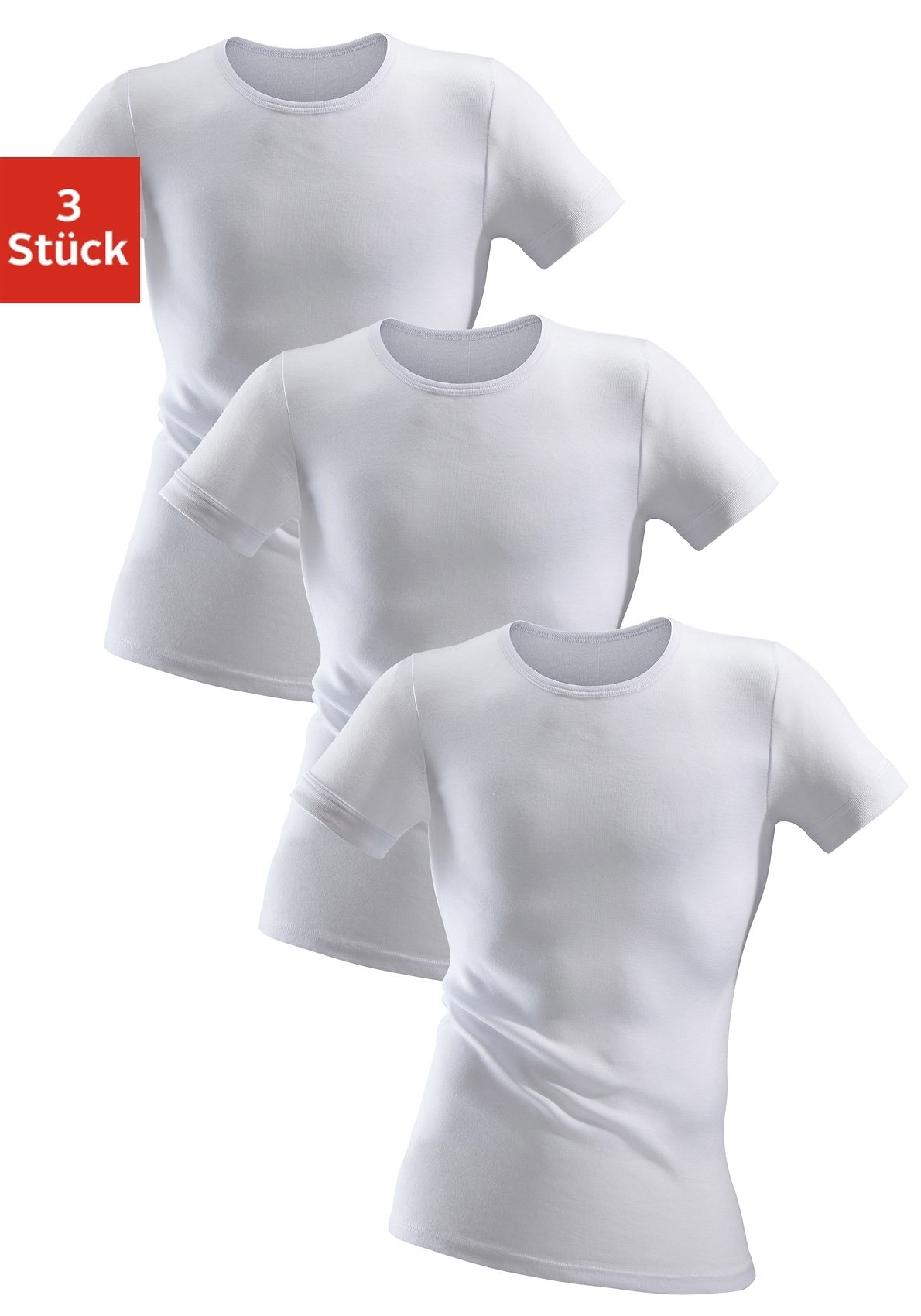 Clipper Unterhemd (3 St.) schlichtes Basic für jeden Tag - in Feinripp