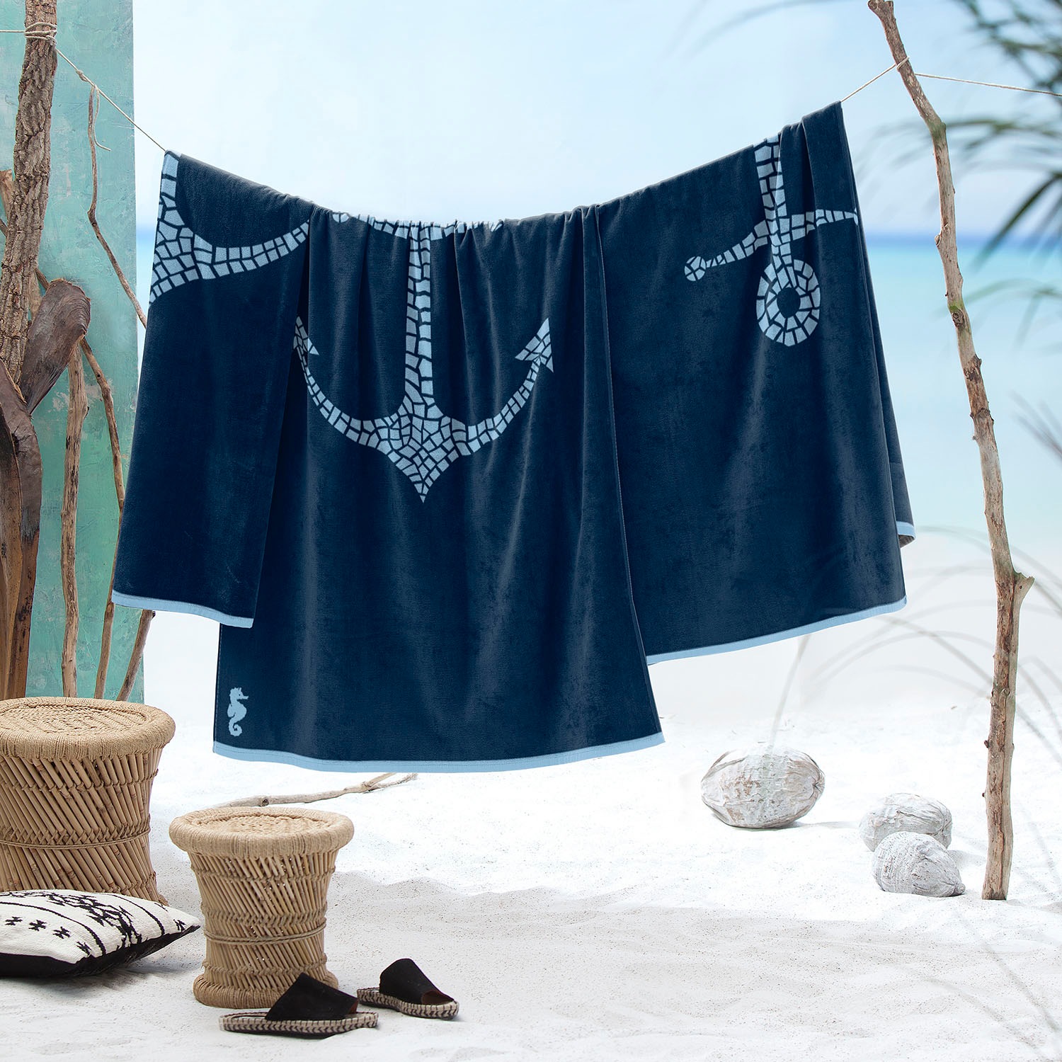 Seahorse Strandtuch »Captain«, (1 St., Strandtuch 100 x 180 cm), 100x180, f günstig online kaufen
