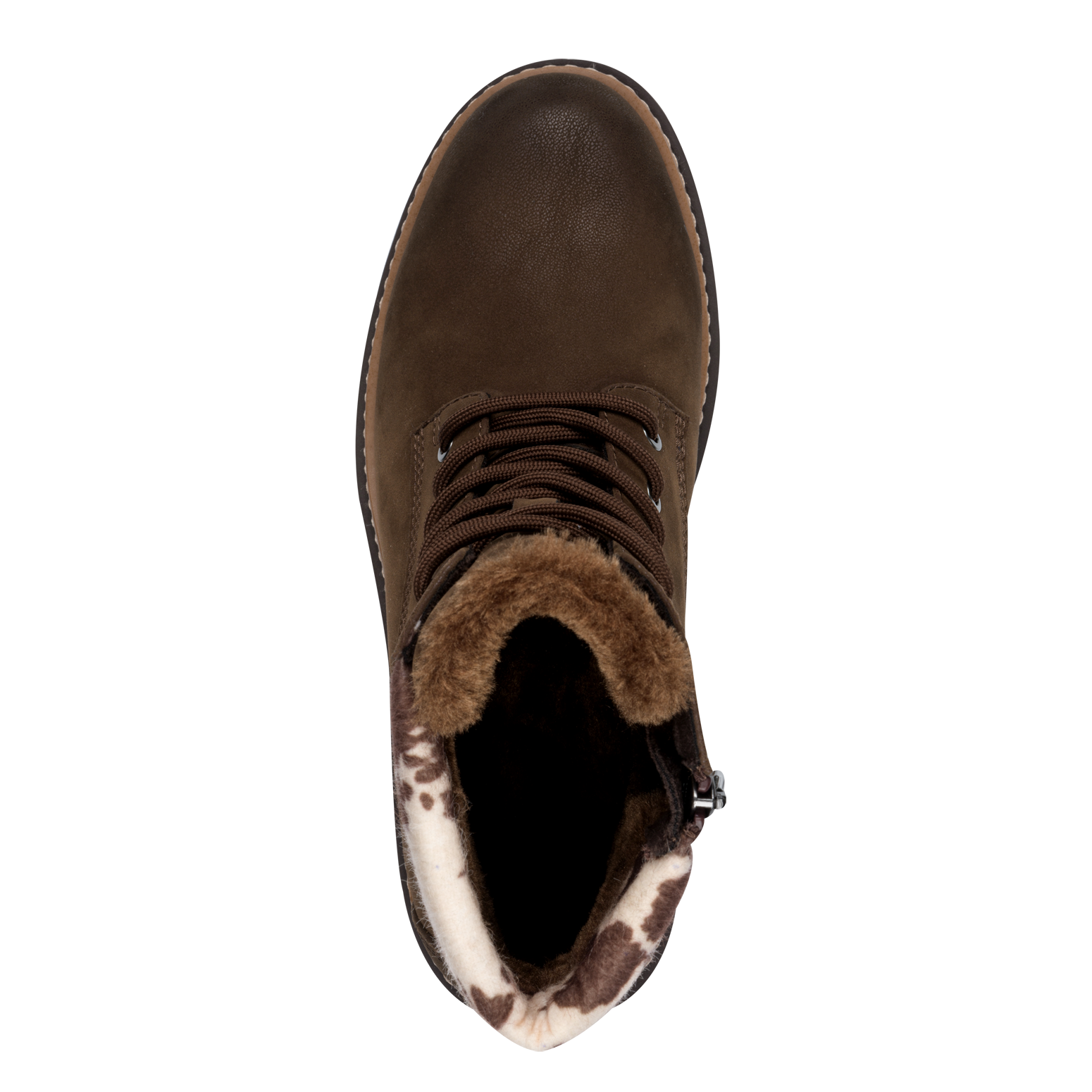 MARCO TOZZI Winterboots  , Blockabsatz, Schnürboots mit Kontrastbesatz mit Kuhmuster