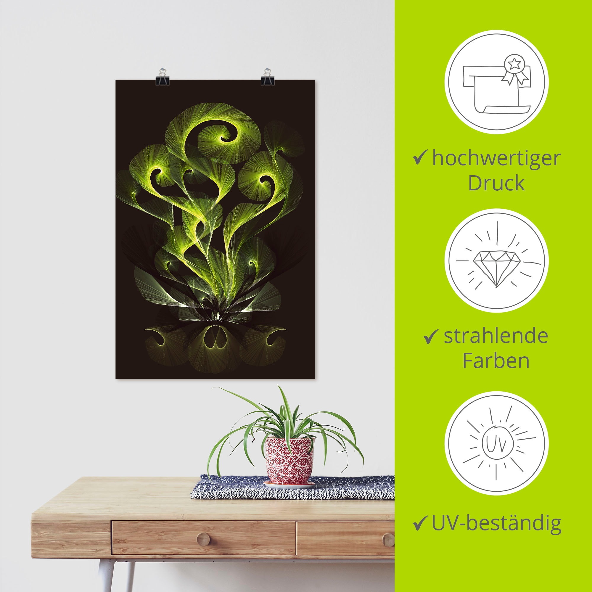 Artland Poster »Leuchtfarn filigran«, klassische Fantasie, (1 St.), als Alubild, Leinwandbild, Wandaufkleber oder Poster in versch. Größen