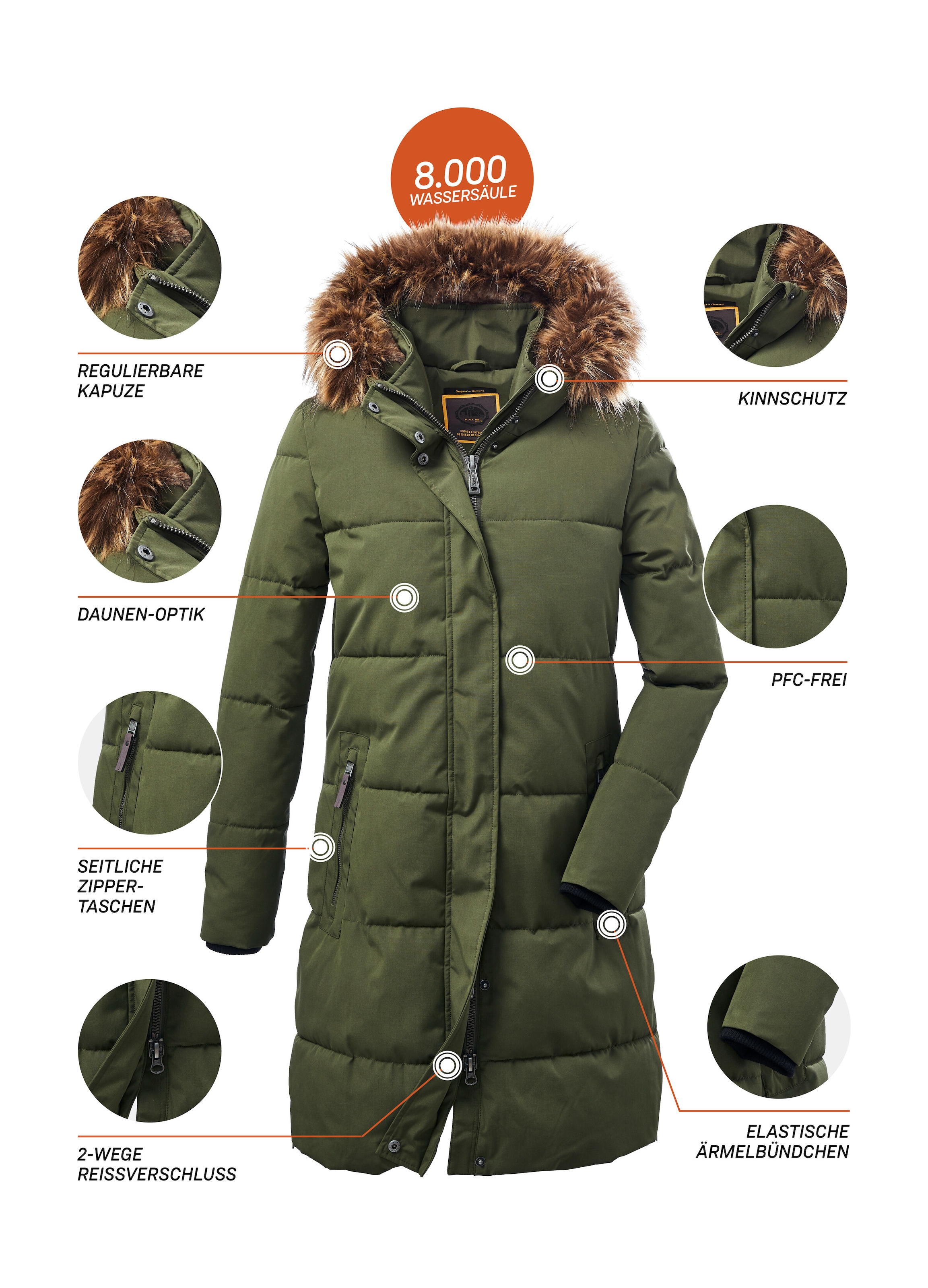 G.I.G.A. DX by killtec Steppmantel »GW 18 WMN QLTD PRK« wasserabweisend, abnehmbares Kunstfell