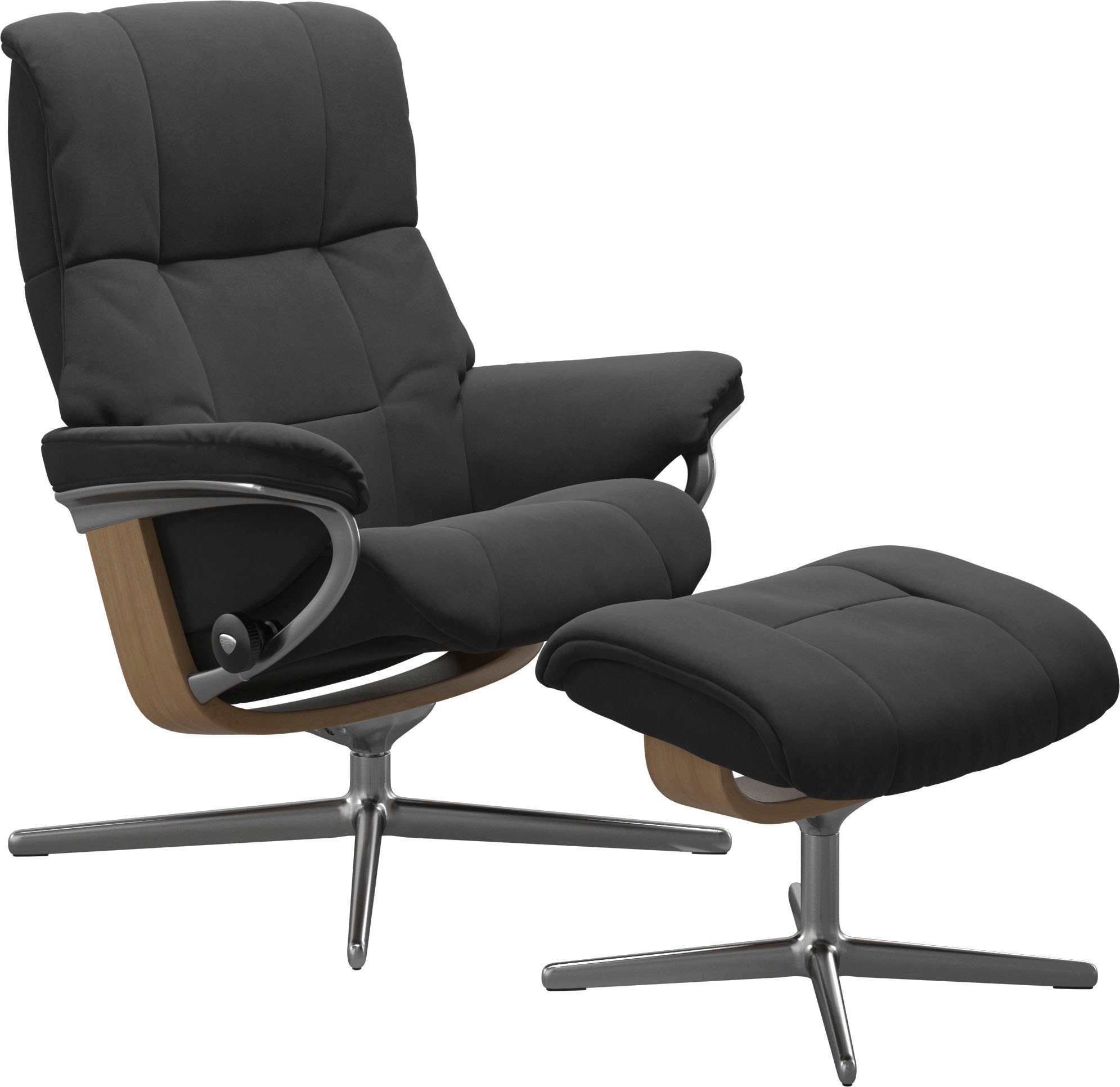 Stressless® Relaxsessel »Mayfair« Set, Relaxsessel mit Hocker,  mit Hocker, mit Cross Base, Größe S, M & L, Holzakzent Eiche