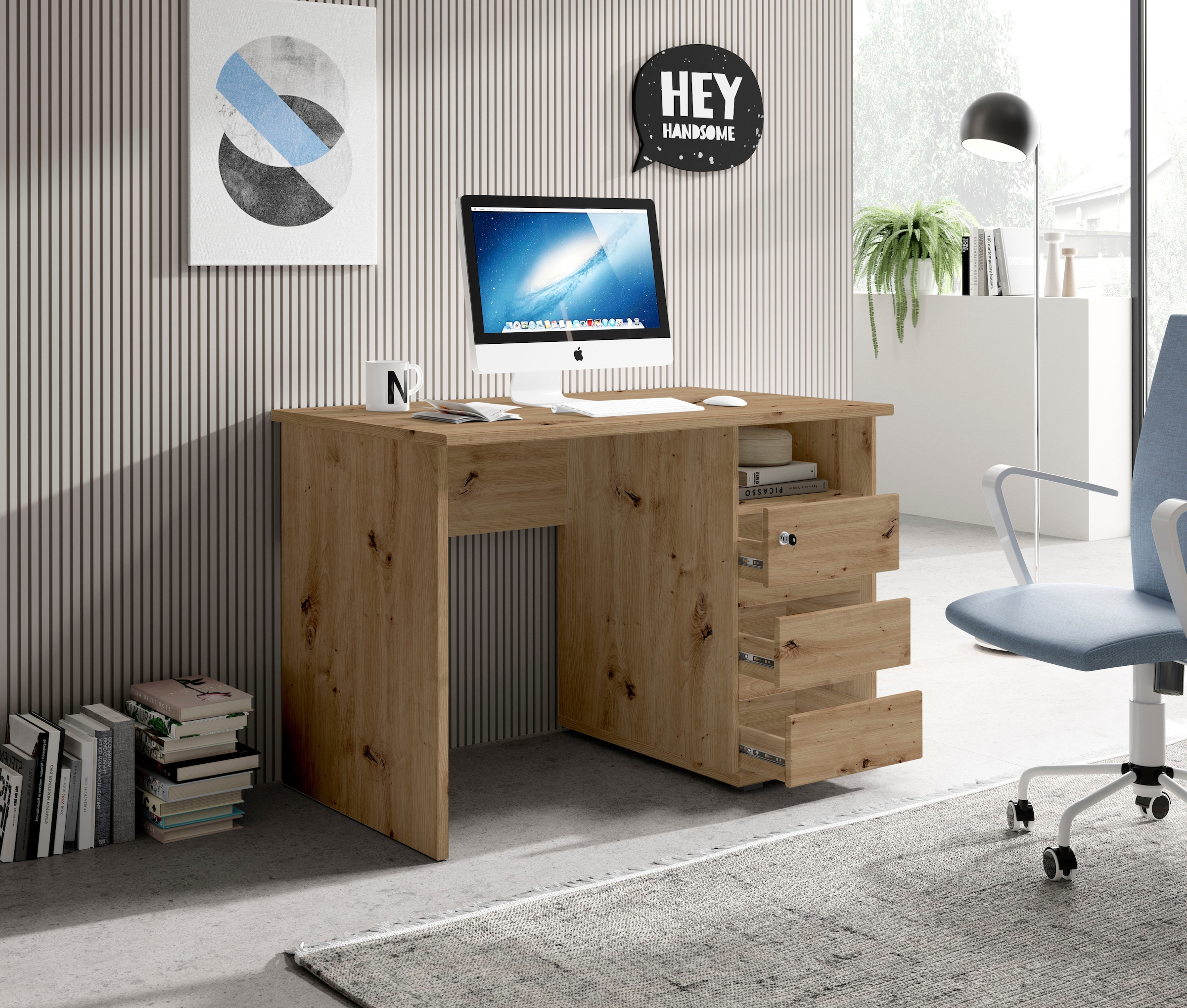 BEGA OFFICE Schreibtisch »Primus 1«, mit Schubkasten abschließbar in 3 Farbausführungen