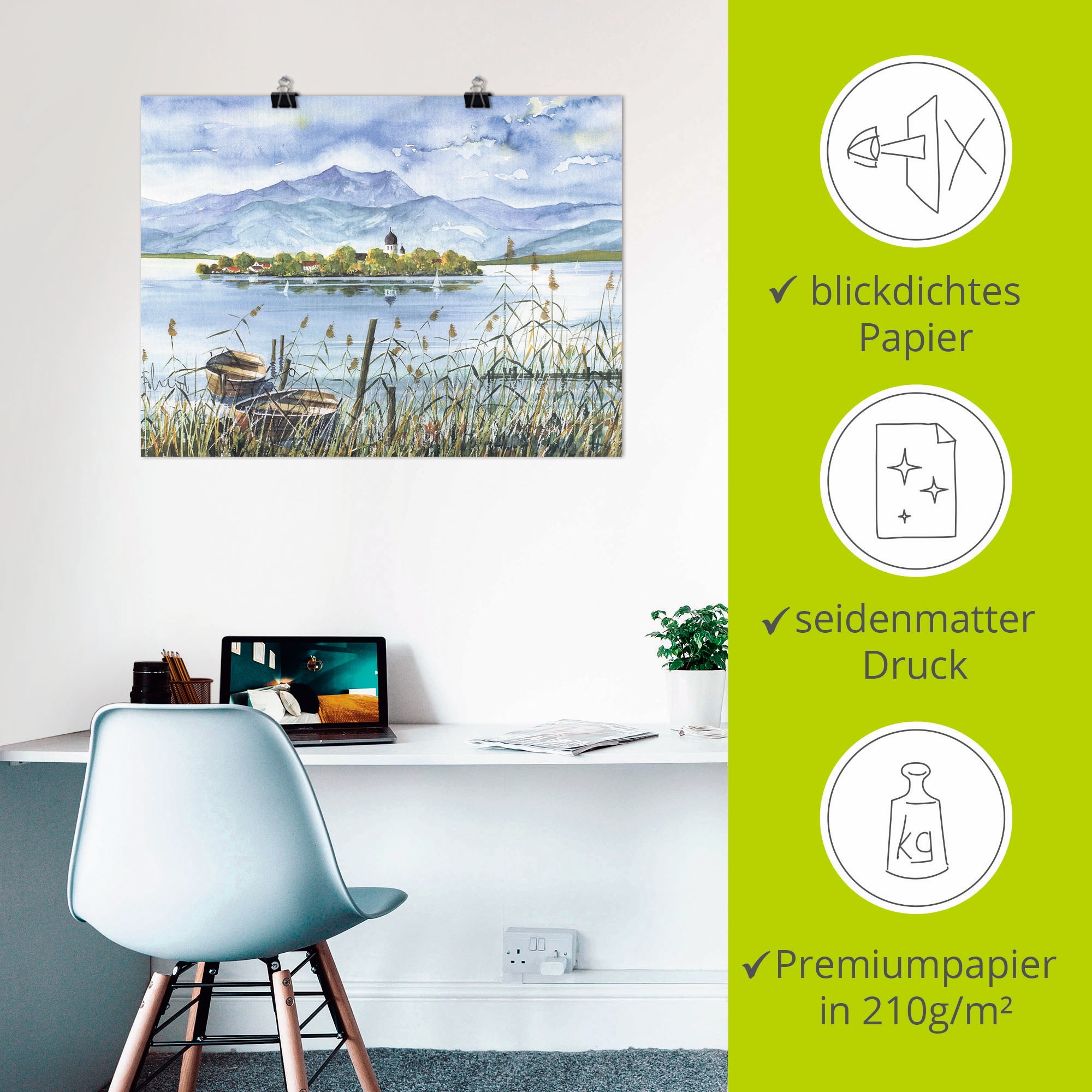 Artland Wandbild »Seeblick Herreninsel«, Gewässer, (1 St.), als Leinwandbild, Poster in verschied. Größen
