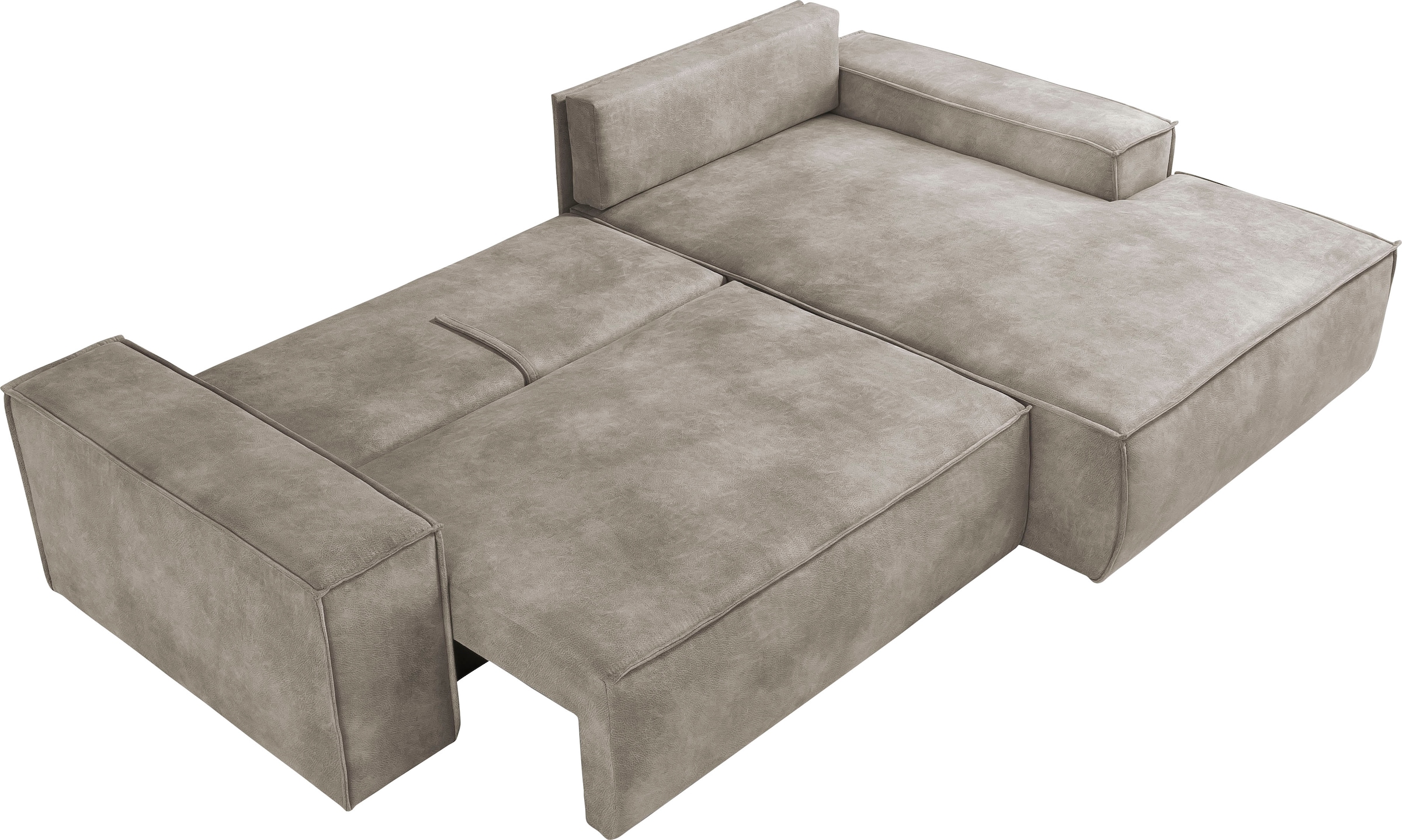 Home affaire Ecksofa SHERWOOD Schlafsofa 267 cm, L-Form, Schlaffunktion mit Bettkasten (210x136 cm), Cord, Vintage, Samtvelours