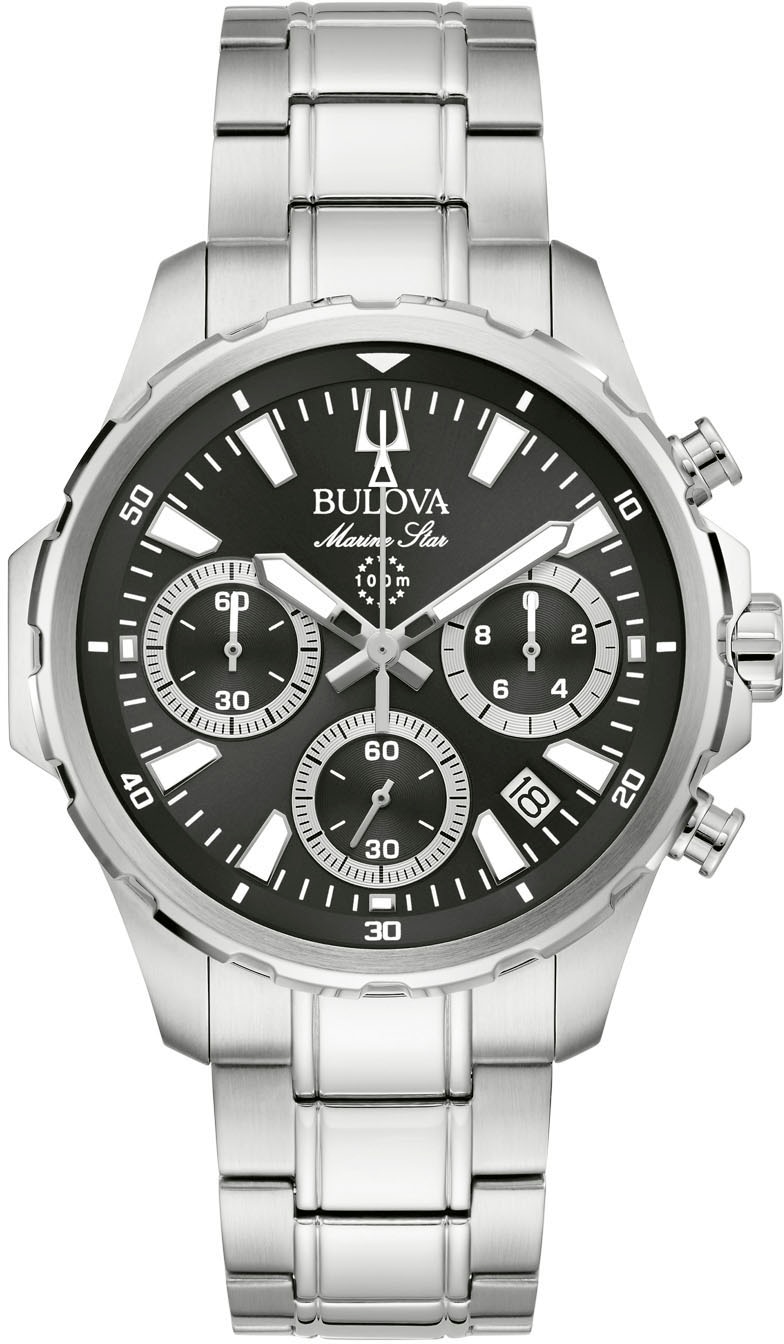 Bulova Chronograph »Marine Star Series B« Quarzuhr, Armbanduhr, Herrenuhr, Edelstahlarmband, Analog