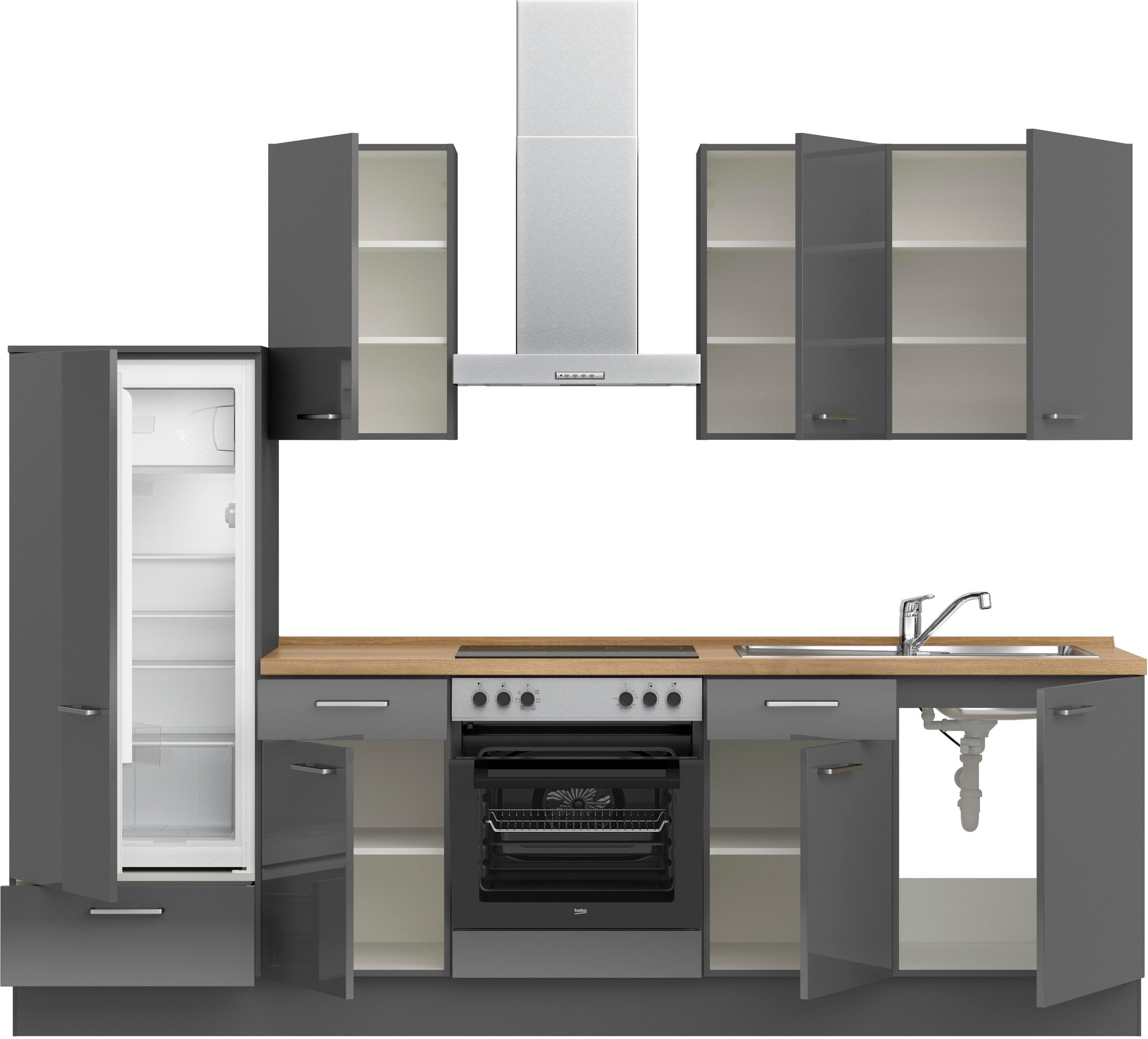 nobilia® Küchenzeile »"Flash I"«, vormontiert, Ausrichtung wählbar, Breite 270 cm, wahlw. mit E-Geräten