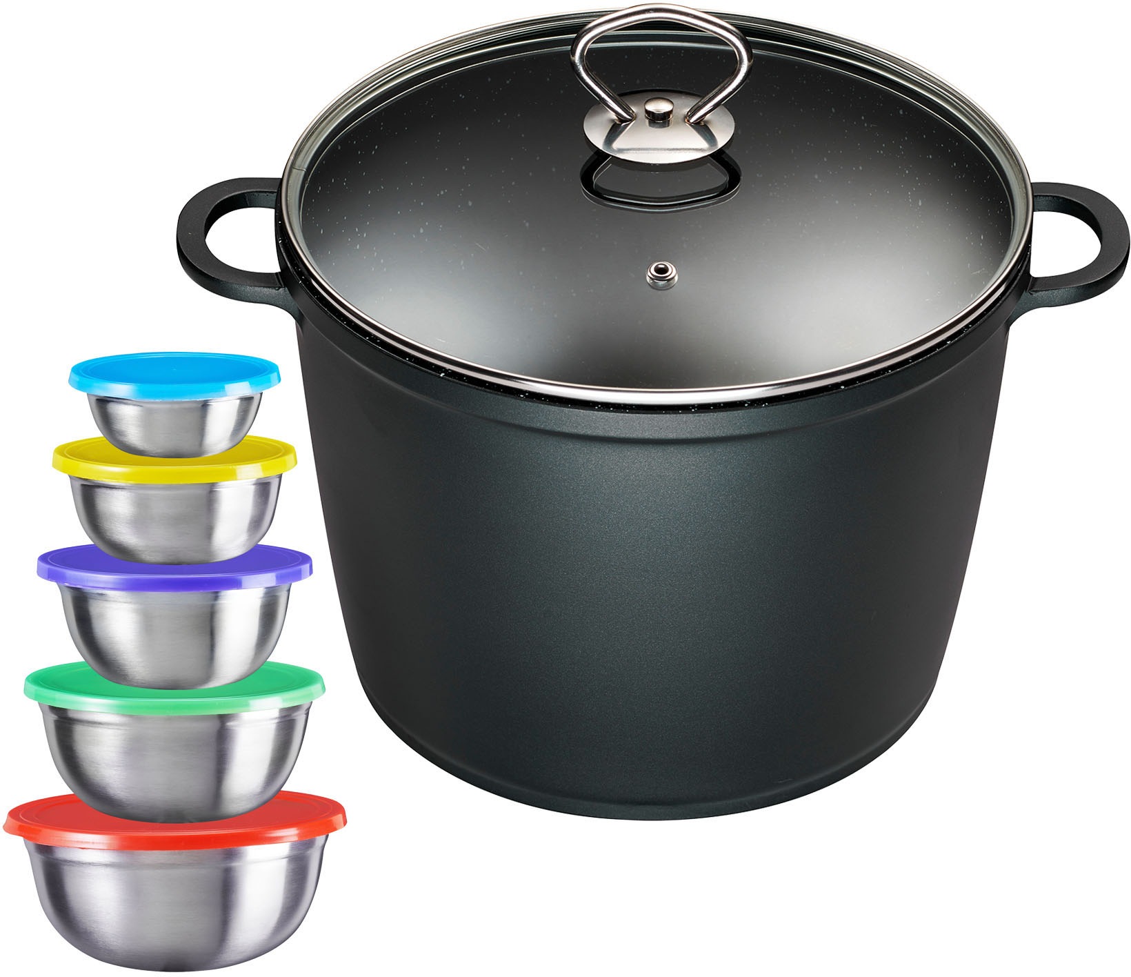 KING Suppentopf Aluminiumguss Set, 12 Stk. tlg. Kochtopf 7 LØ24cm+Glasdecke günstig online kaufen