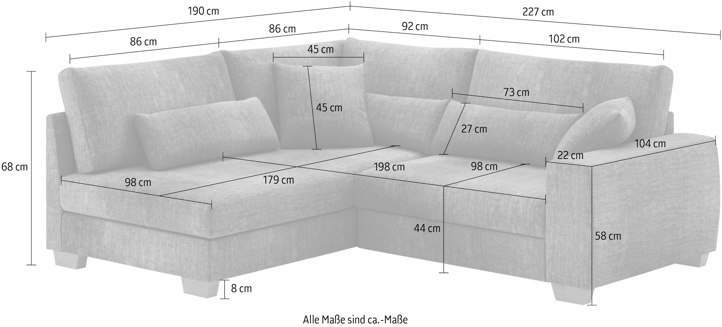 Mr. Couch Ecksofa »L-Form«, Mit Federkern, wahlweise mit Bett und Taschenfederkern